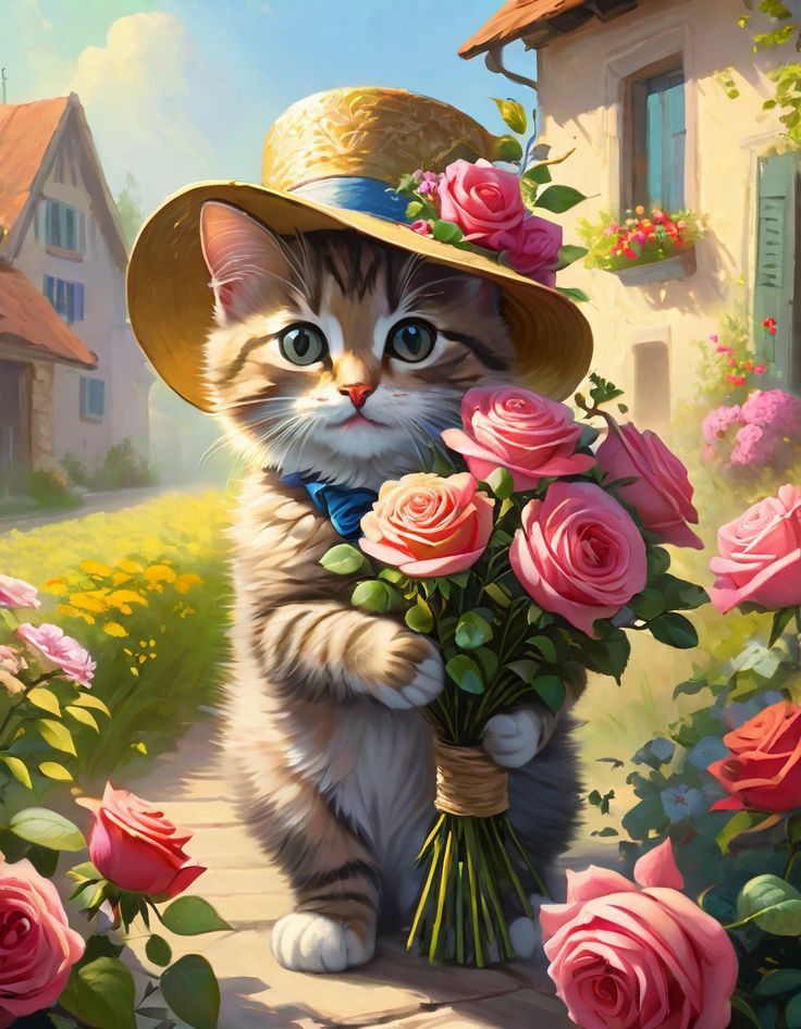 Katze erkundet Gartenwunder