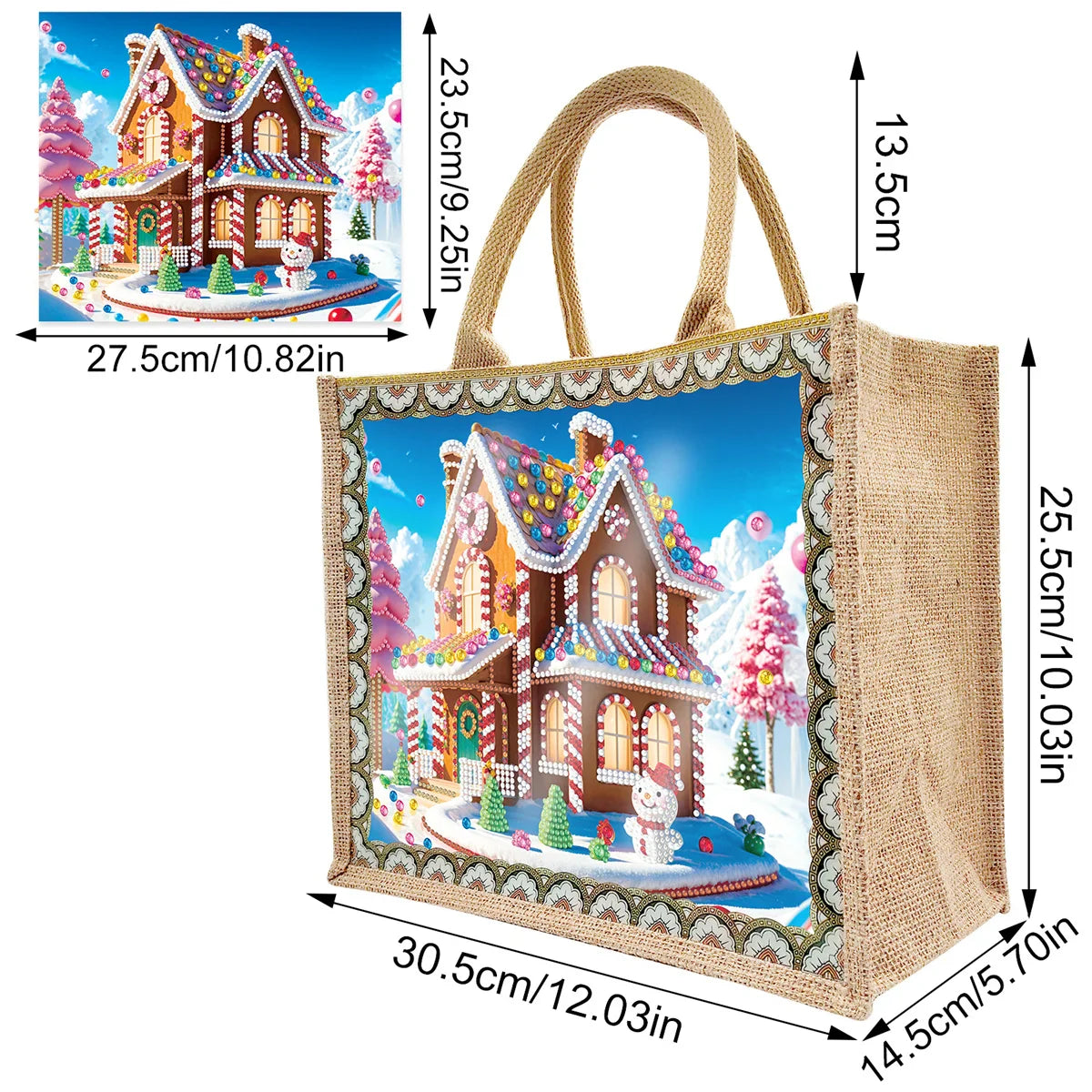 Diamond Painting Tasche mit Weihnachtsmotiv