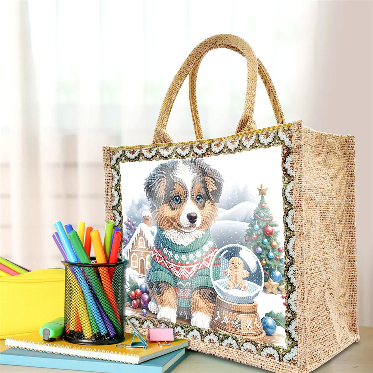 Diamond Painting Tasche mit Weihnachtsmotiv