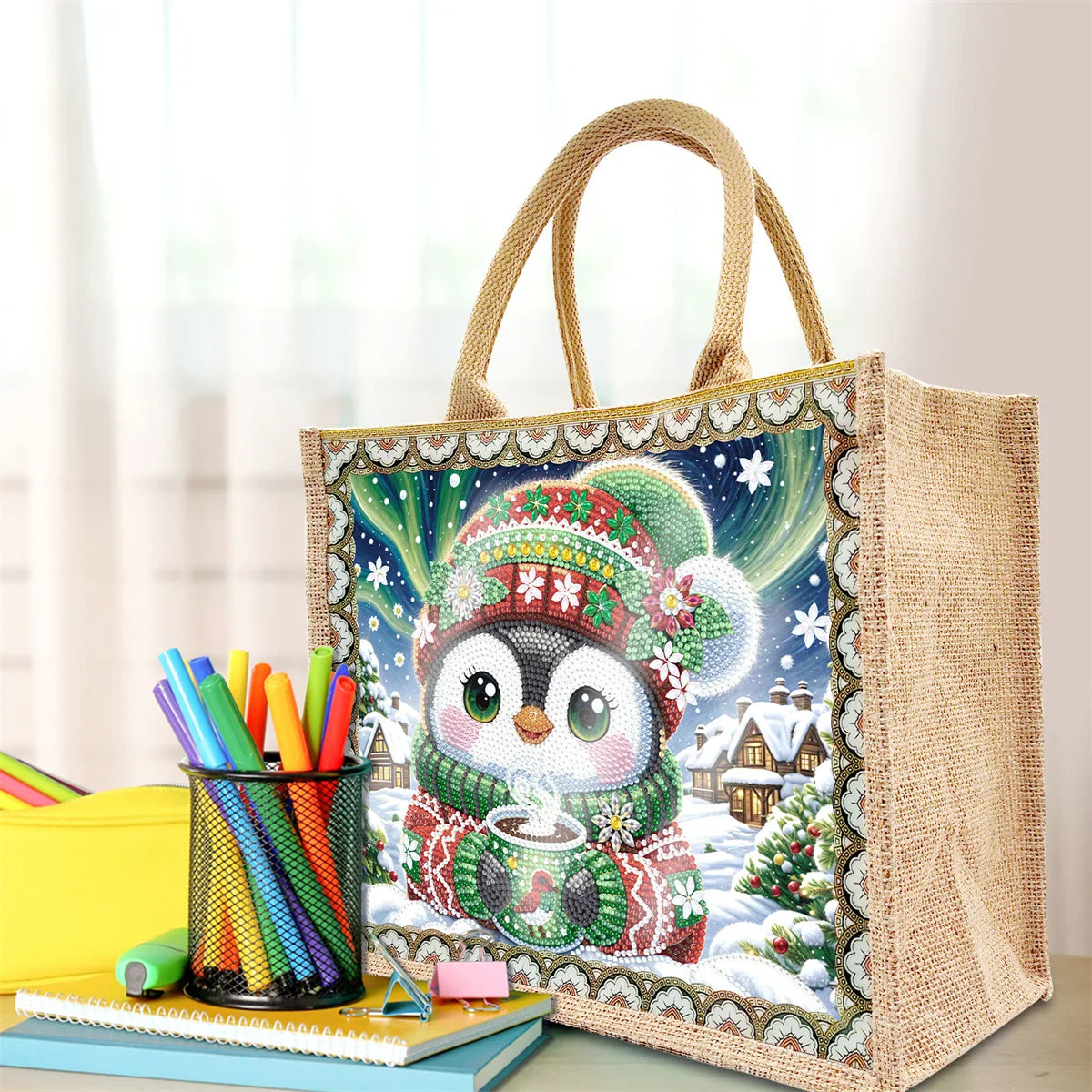Diamond Painting Tasche mit Weihnachtsmotiv
