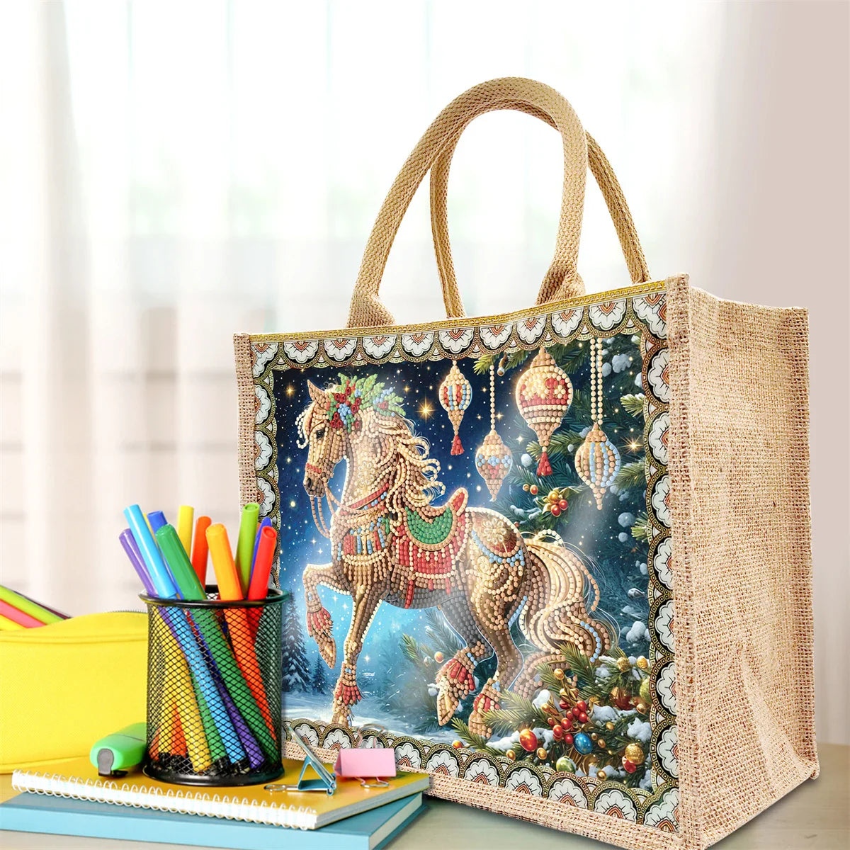 Diamond Painting Tasche mit Weihnachtsmotiv