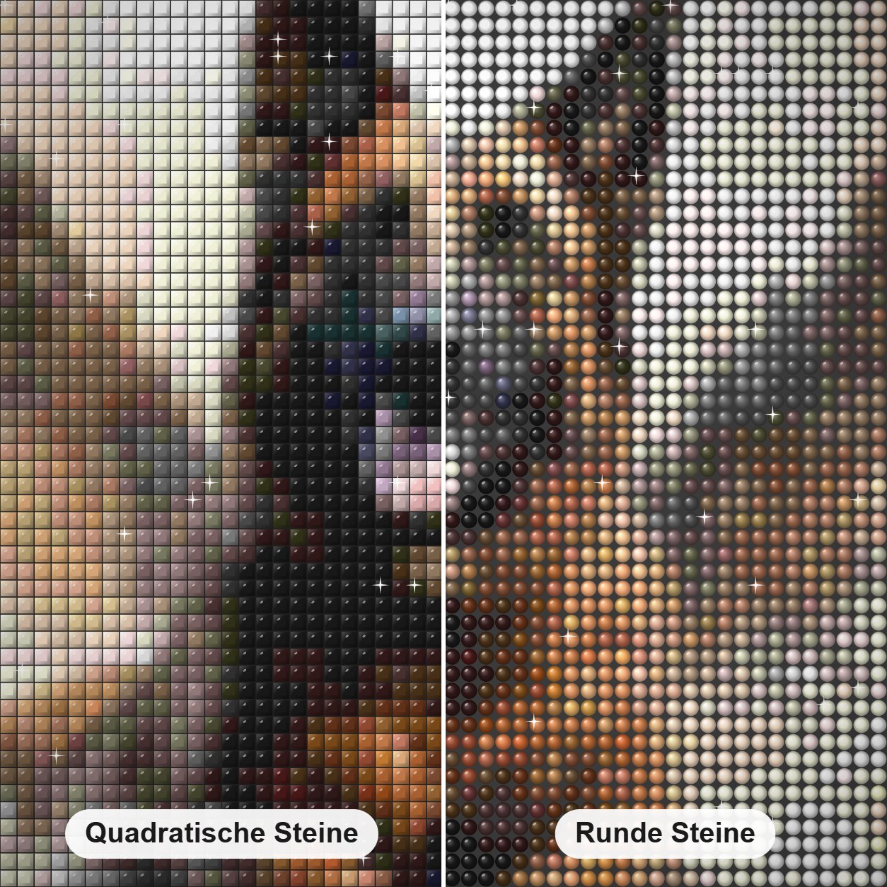 Ein Hund mit Flügeln Diamond Painting Nahaufnahme mit quadratischen und runden Steinen