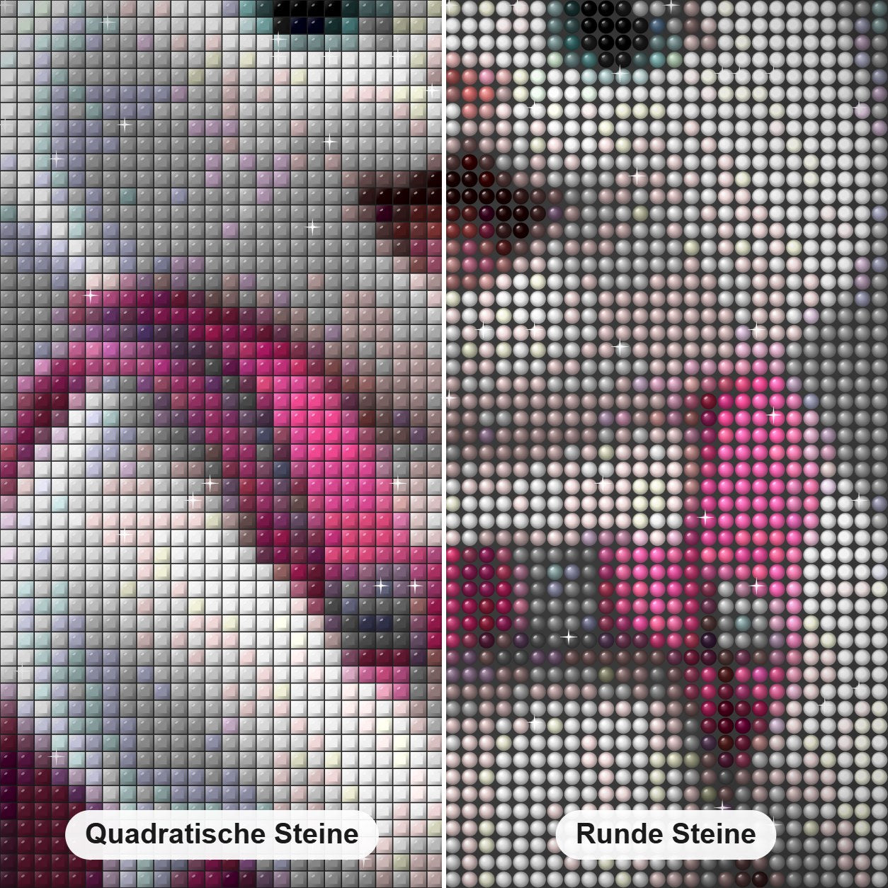 Entzückende süße kleine glückliche Katze Diamond Painting Nahaufnahme mit quadratischen und runden Steinen