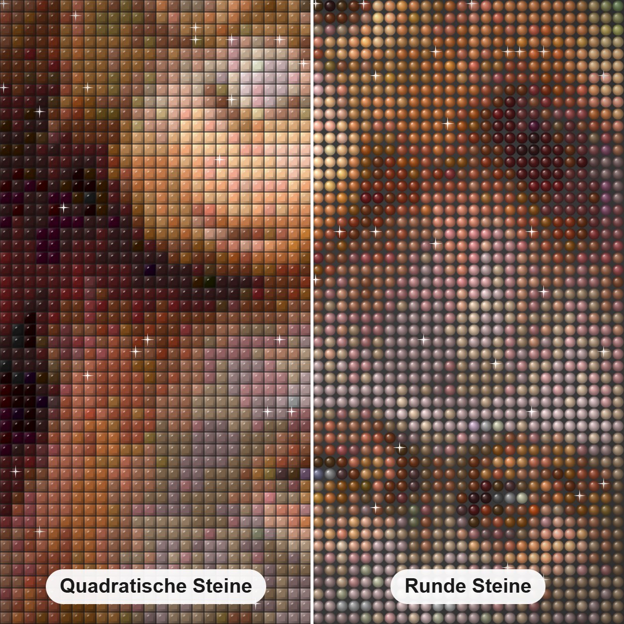 Affe mit kleinem Baby Diamond Painting Nahaufnahme mit quadratischen und runden Steinen
