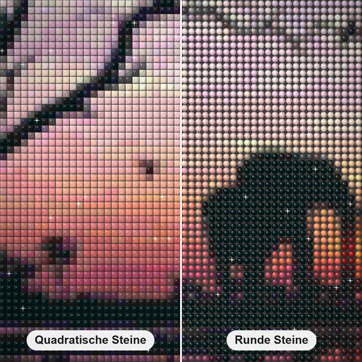 Afrikanischer Elefant & Sonnenuntergang Blick Diamond Painting Nahaufnahme mit quadratischen und runden Steinen