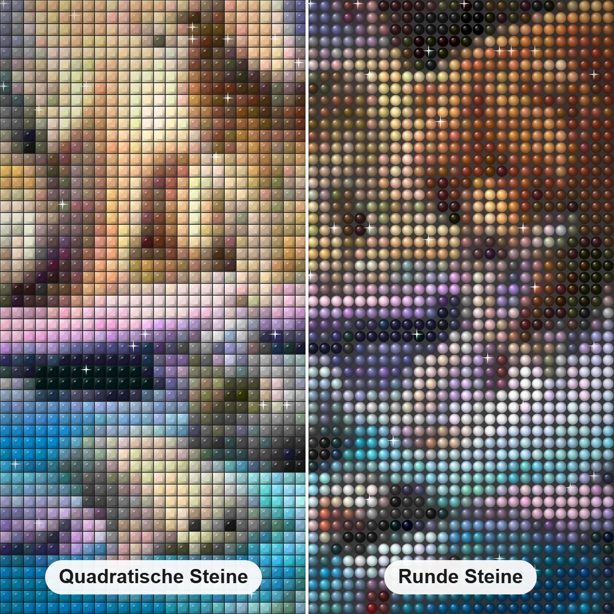 Alaska Tiere Diamond Painting Nahaufnahme mit quadratischen und runden Steinen