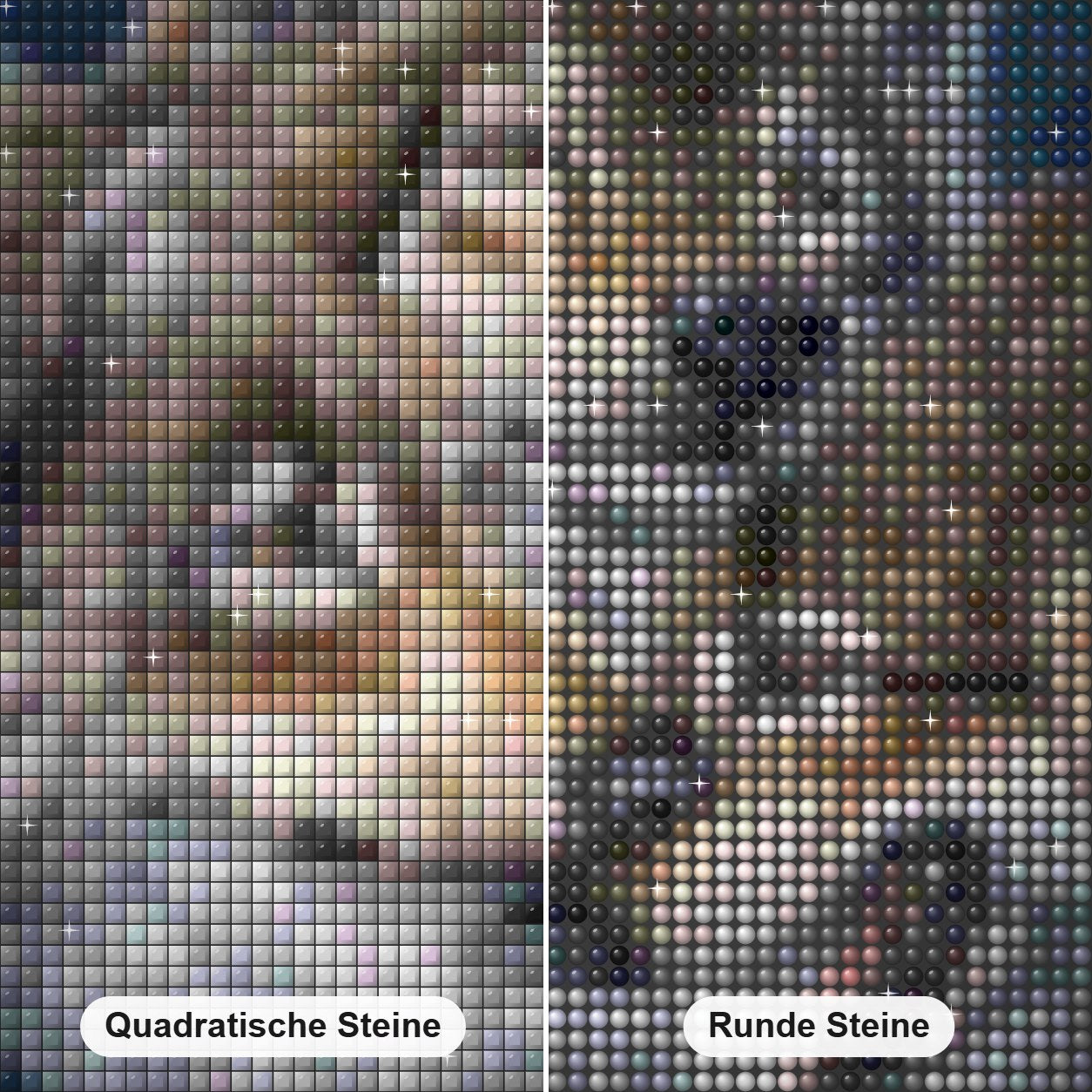 Alaskan Tundra Wölfe Diamond Painting Nahaufnahme mit quadratischen und runden Steinen