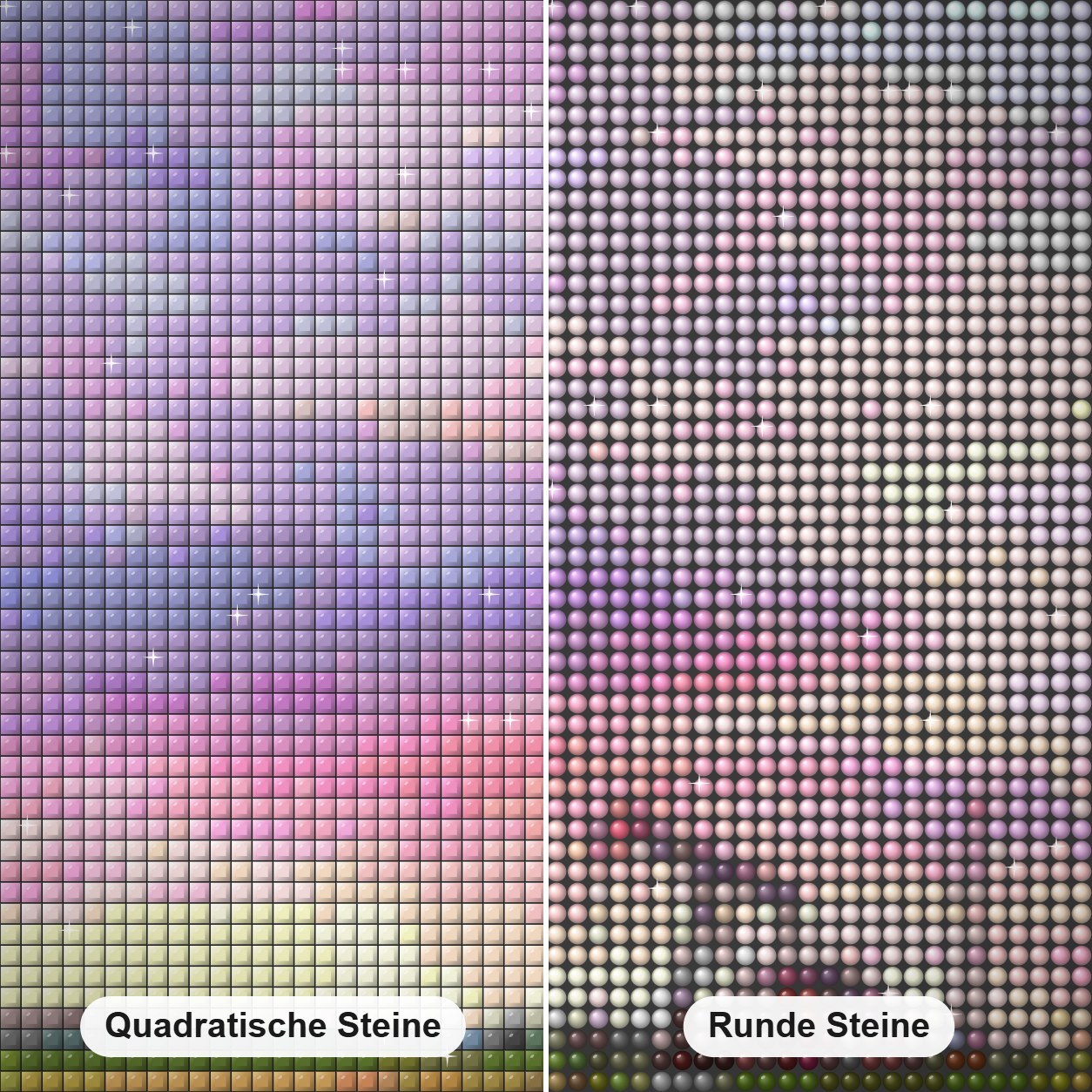 Alberta Morgendämmerung- Kunst des Jonn Einerssen Diamond Painting Nahaufnahme mit quadratischen und runden Steinen