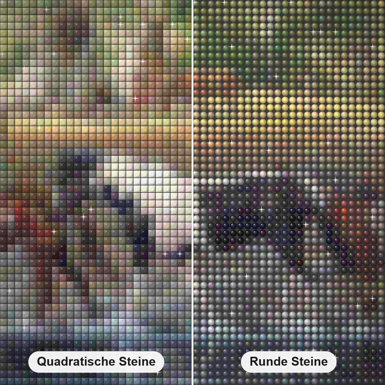 Amerikanische Ureinwohner &
Ihre Pferde Diamond Painting Nahaufnahme mit quadratischen und runden Steinen