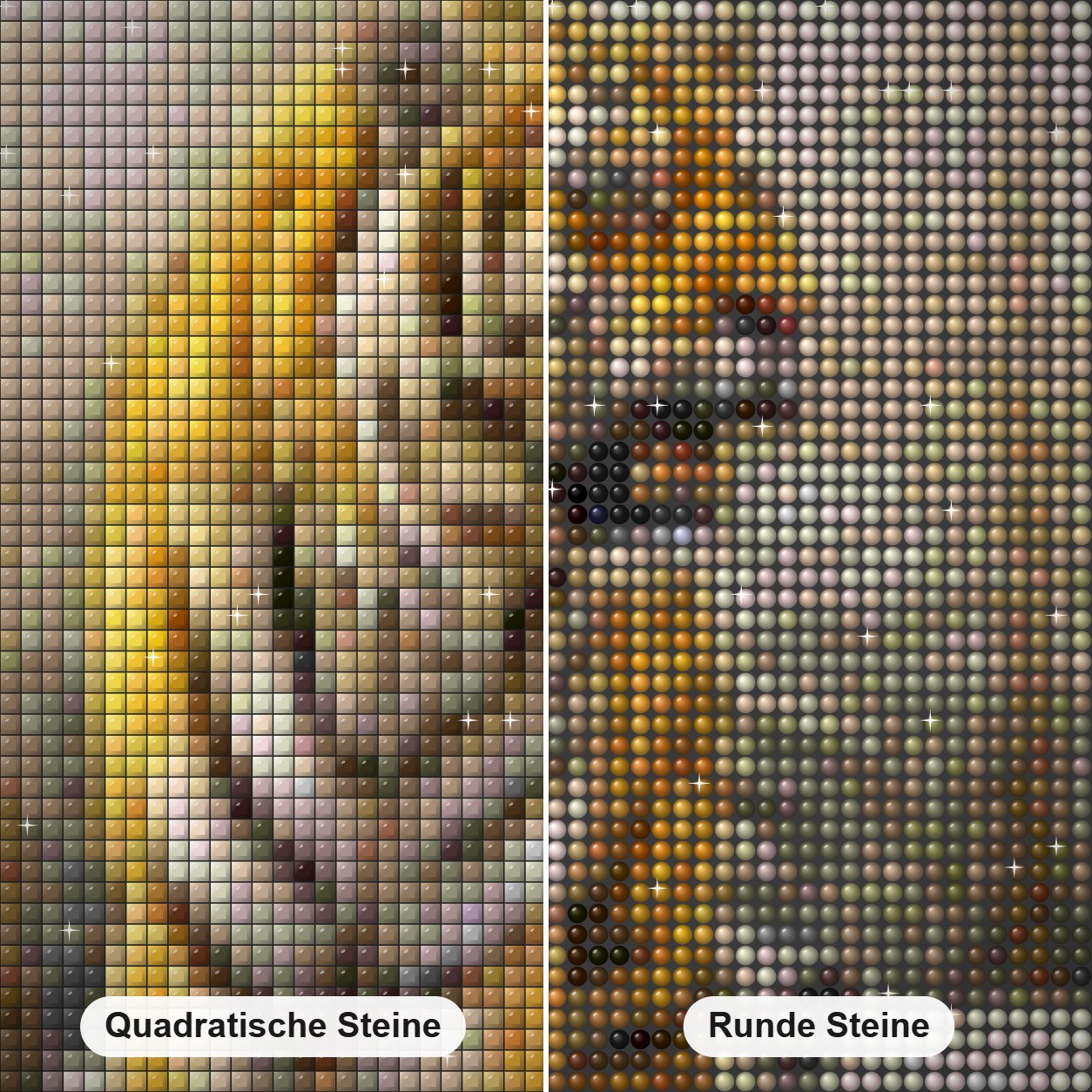 Sibirischer Amur-Tiger -  Kunst des Eric Wilson Diamond Painting Nahaufnahme mit quadratischen und runden Steinen