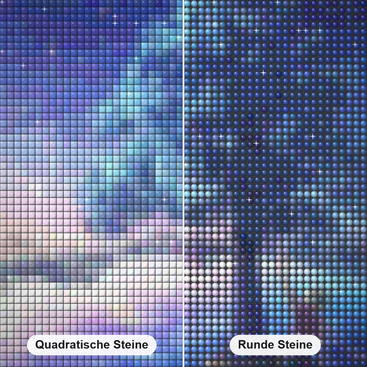 Anime-Landschaft der Sternschnuppen Diamond Painting Nahaufnahme mit quadratischen und runden Steinen