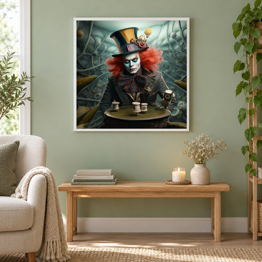 Bist du bereit für meine Tricks? als gerahmtes Diamond Painting im Wohnzimmer