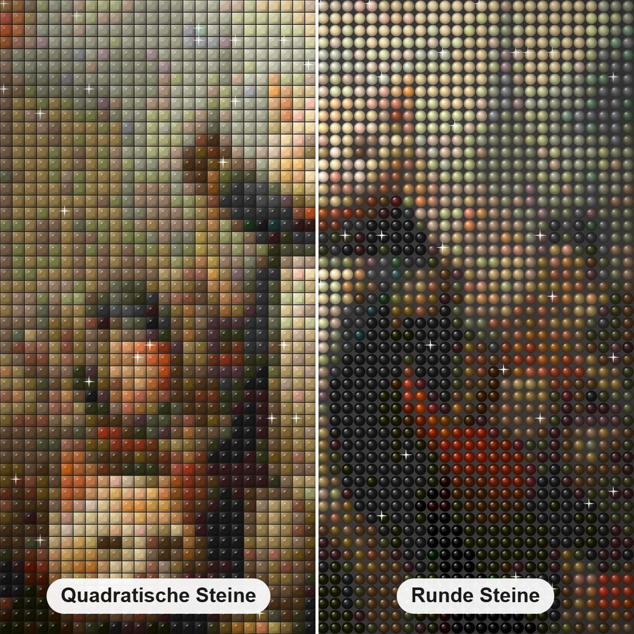 Bist du bereit zu kämpfen? Diamond Painting Nahaufnahme mit quadratischen und runden Steinen