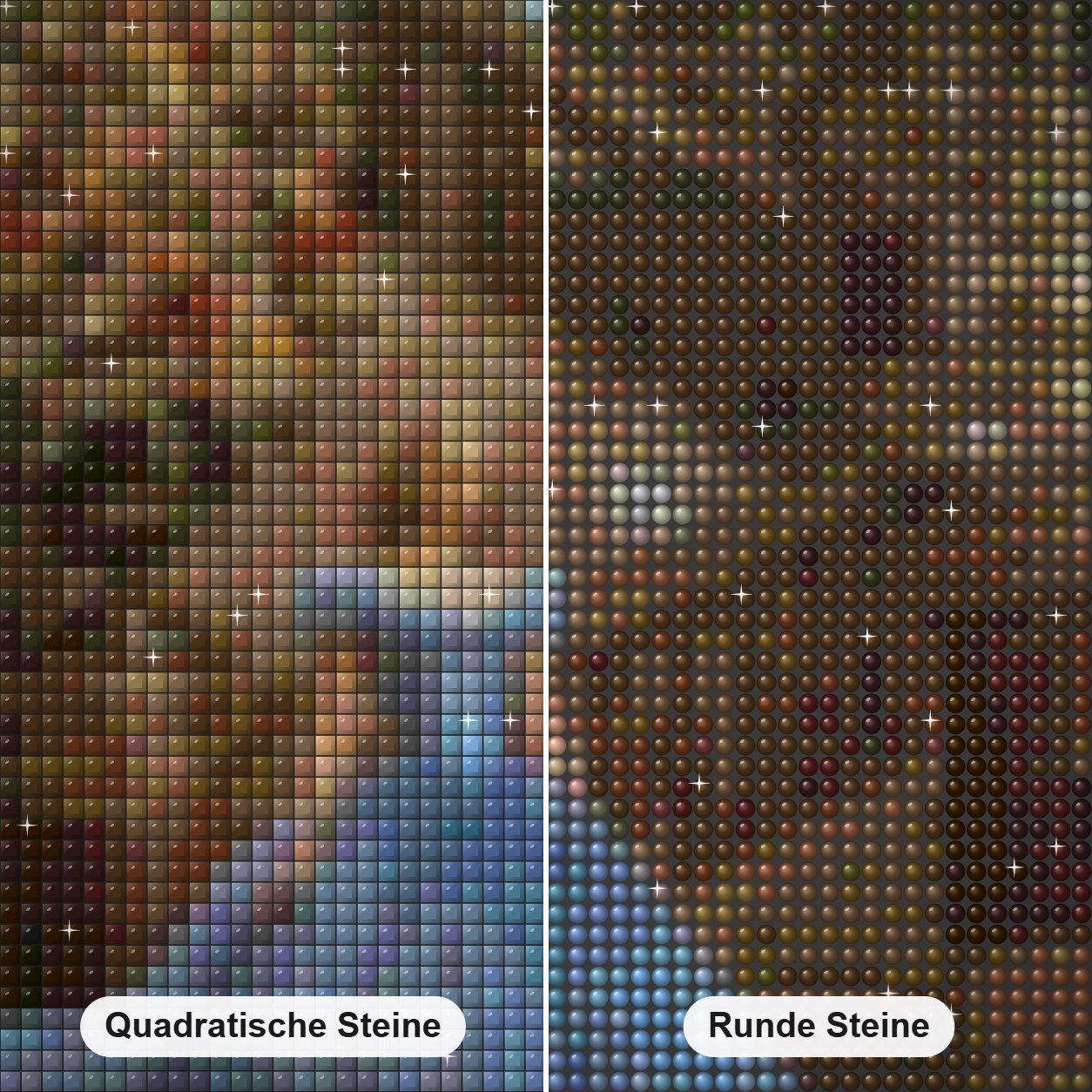 Atemberaubende Dame, die Treppen hinuntergeht Diamond Painting Nahaufnahme mit quadratischen und runden Steinen