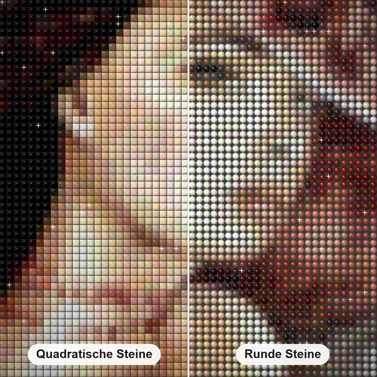 Atemberaubende Dame Diamond Painting Nahaufnahme mit quadratischen und runden Steinen