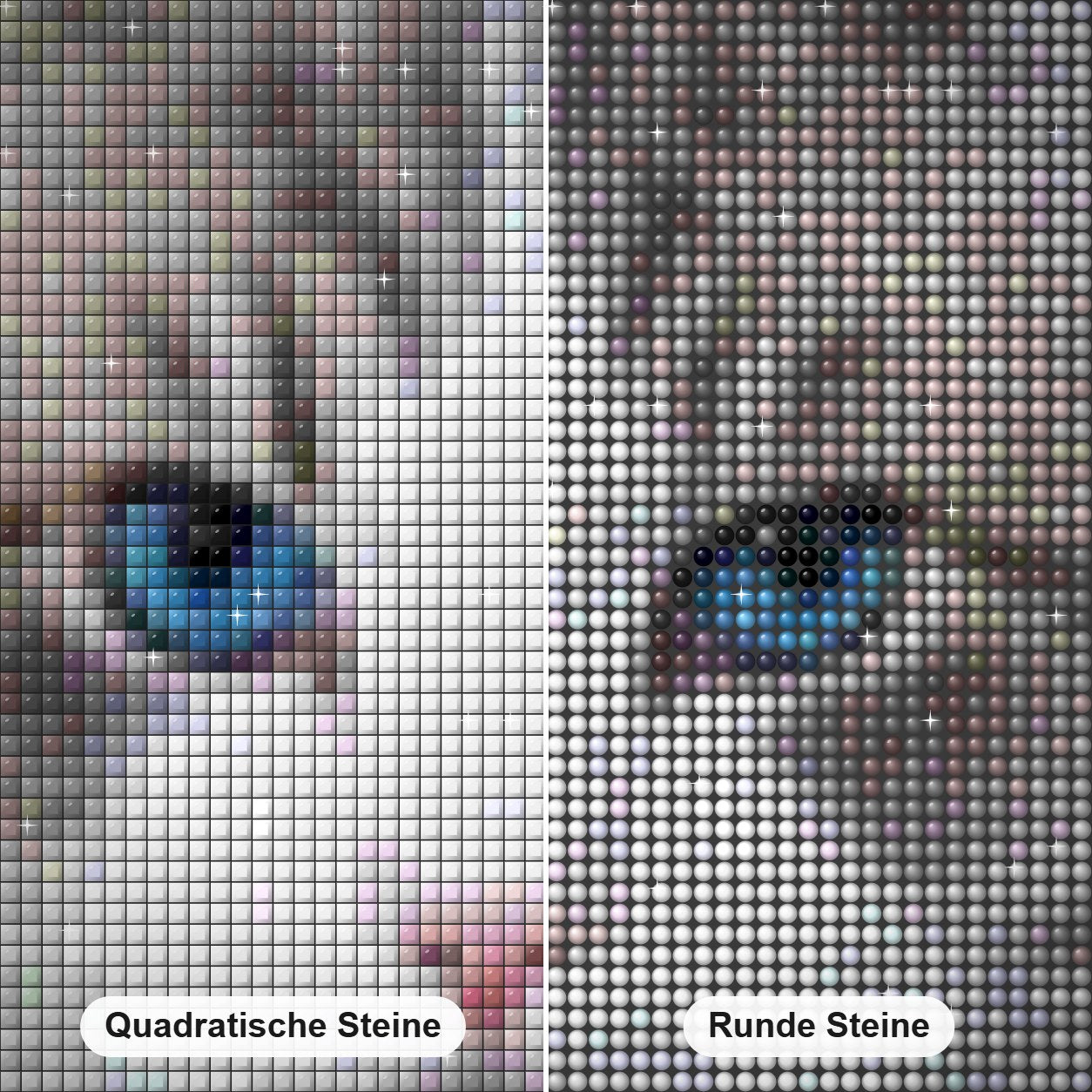 Atemberaubende Katze mit blauen Augen Diamond Painting Nahaufnahme mit quadratischen und runden Steinen