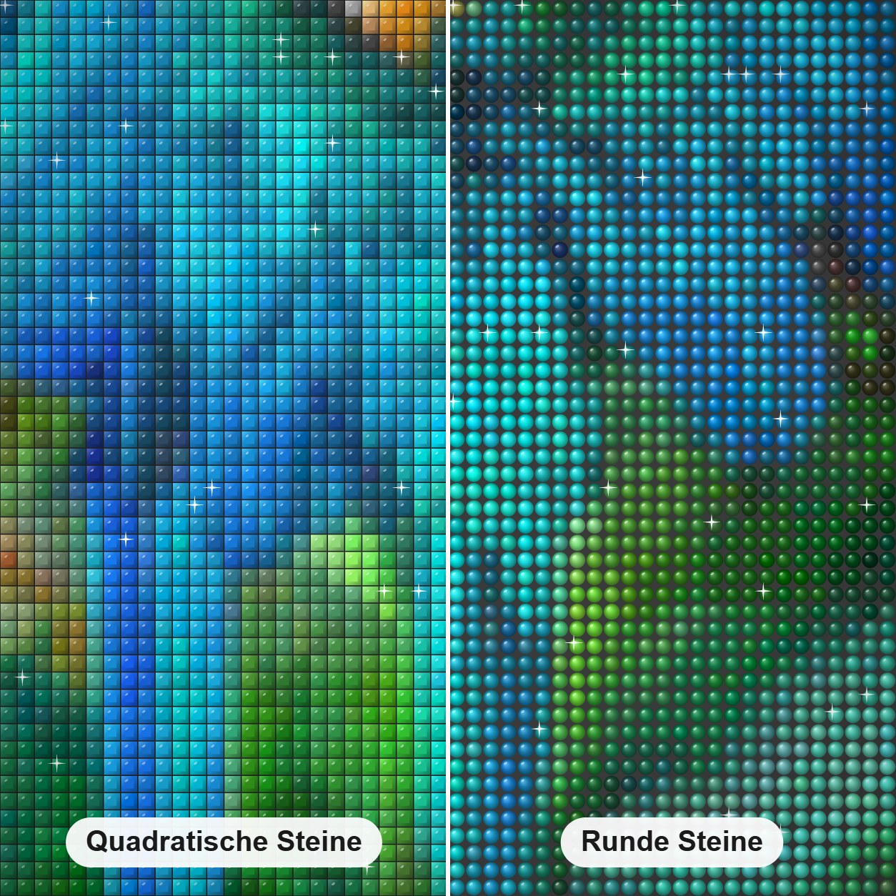 Atemberaubendes Paar blaue Papageien Diamond Painting Nahaufnahme mit quadratischen und runden Steinen
