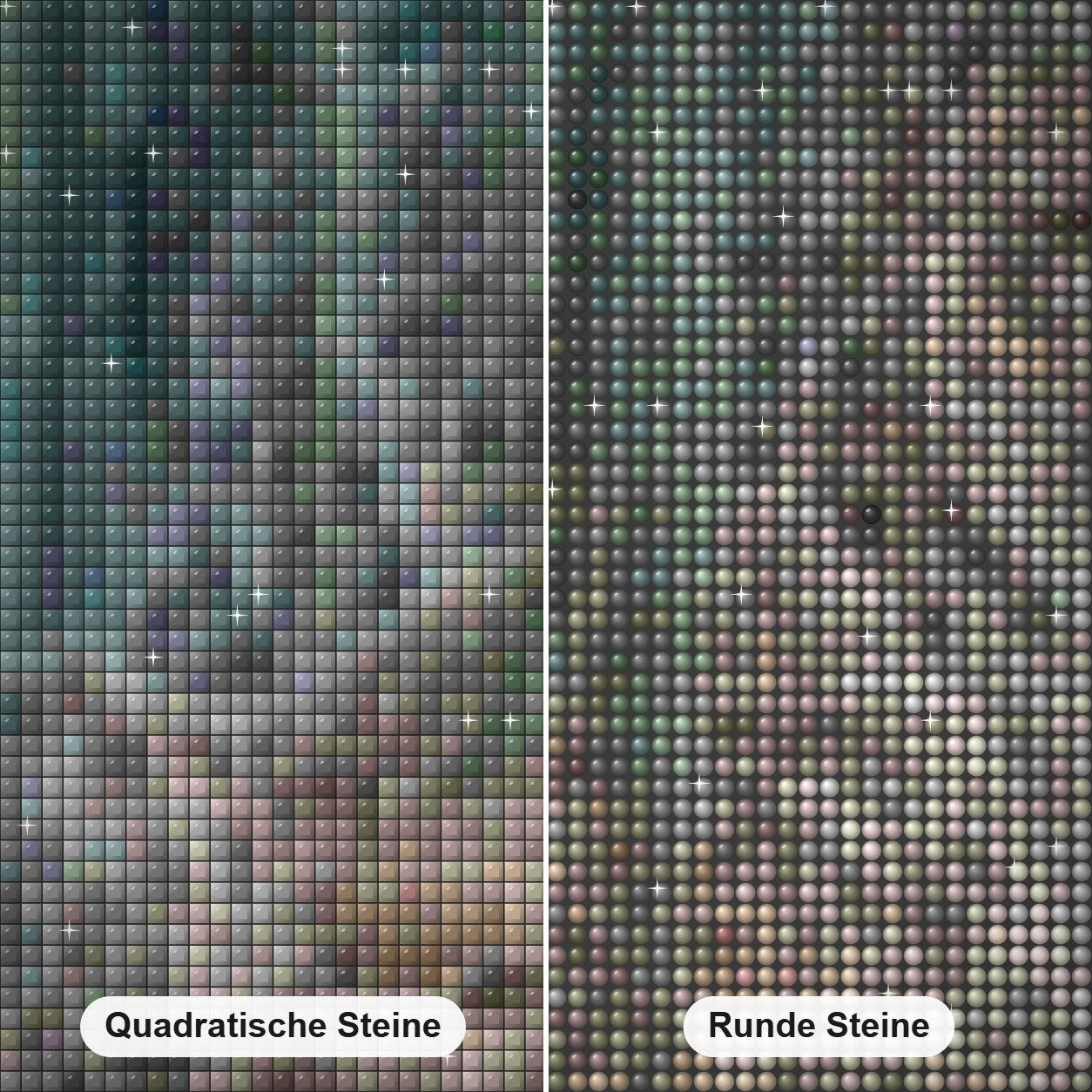 Atemberaubendes Schneeleopardenpaar Diamond Painting Nahaufnahme mit quadratischen und runden Steinen