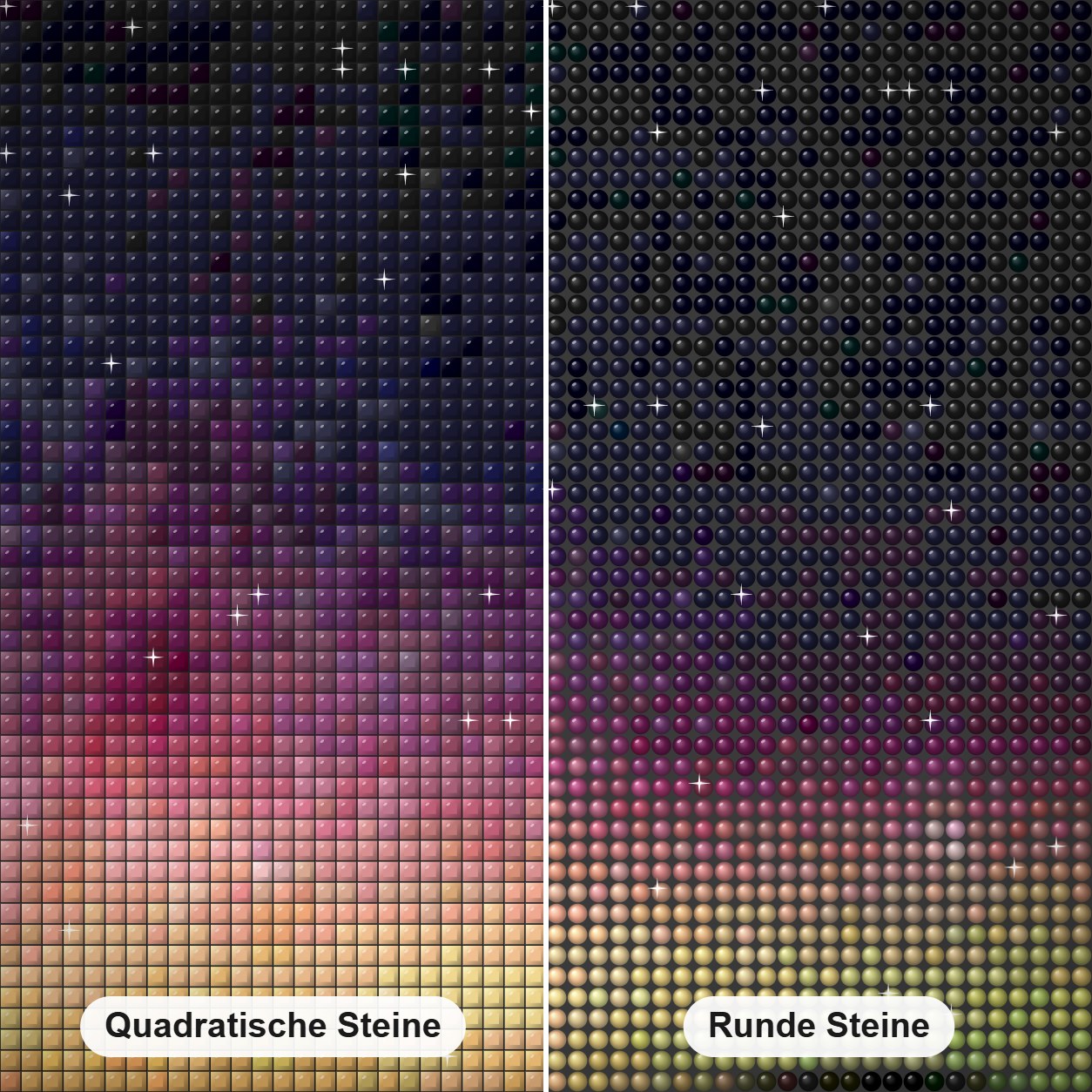 Aurora borealis Nachthimmel Diamond Painting Nahaufnahme mit quadratischen und runden Steinen