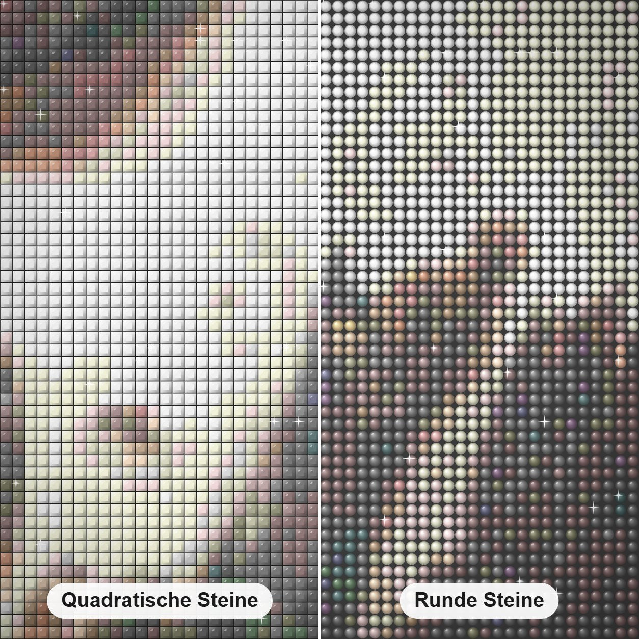 Australiens große Sandwüste Diamond Painting Nahaufnahme mit quadratischen und runden Steinen