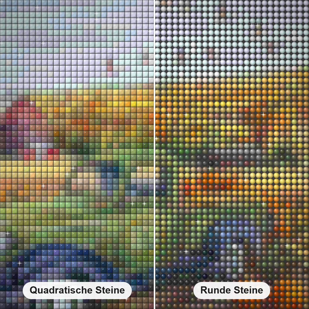 Herbsternte -Kunst des Robert Andrea Diamond Painting Nahaufnahme mit quadratischen und runden Steinen