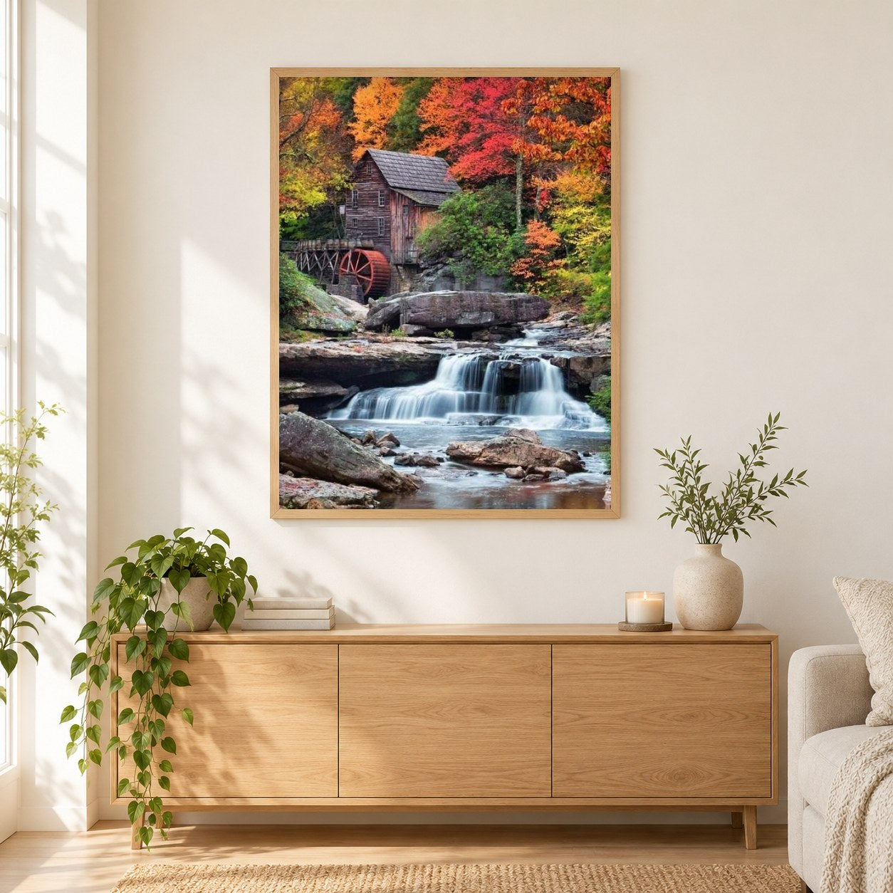 Babcock State Park als gerahmtes Diamond Painting im Wohnzimmer