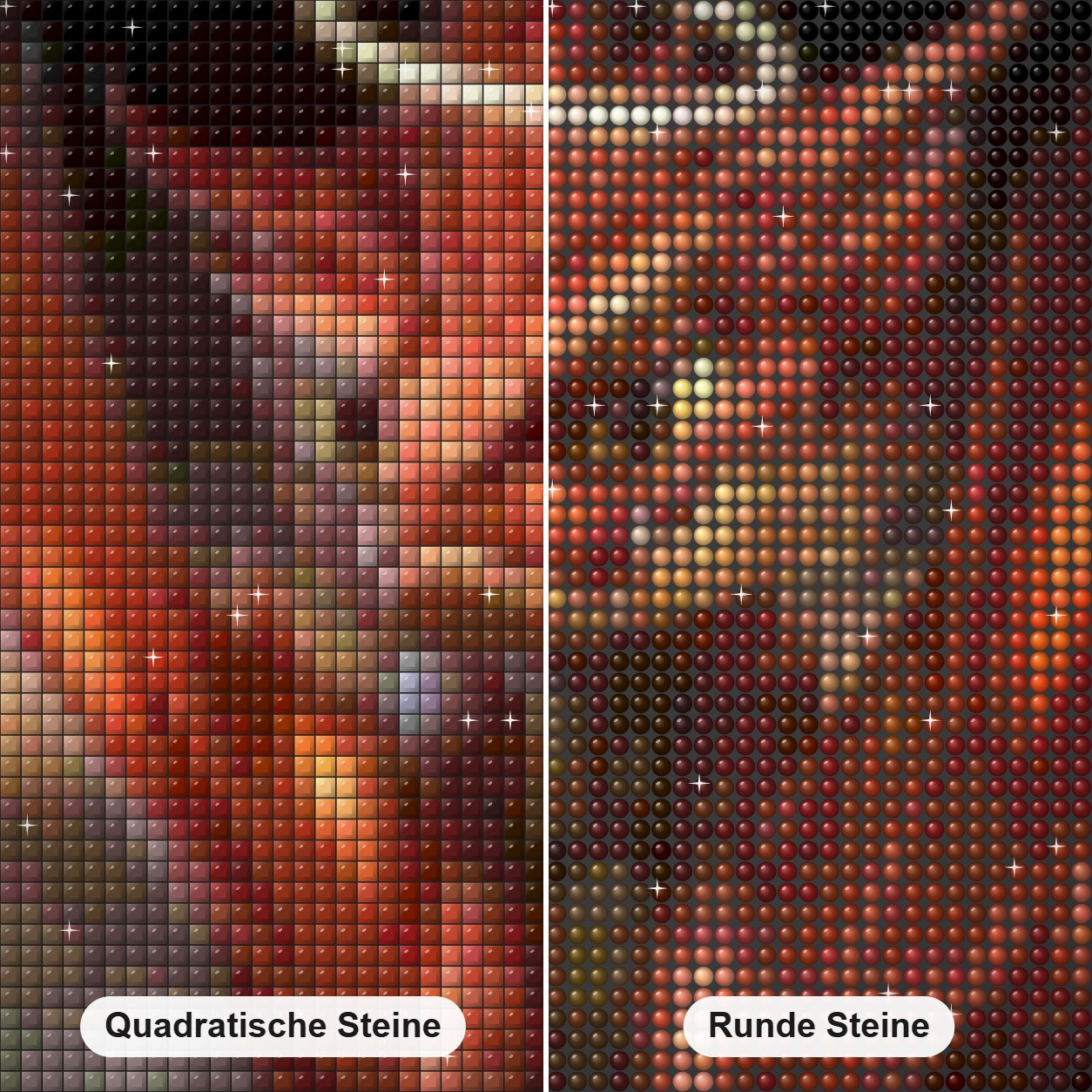 Baby Drachen Diamond Painting Nahaufnahme mit quadratischen und runden Steinen