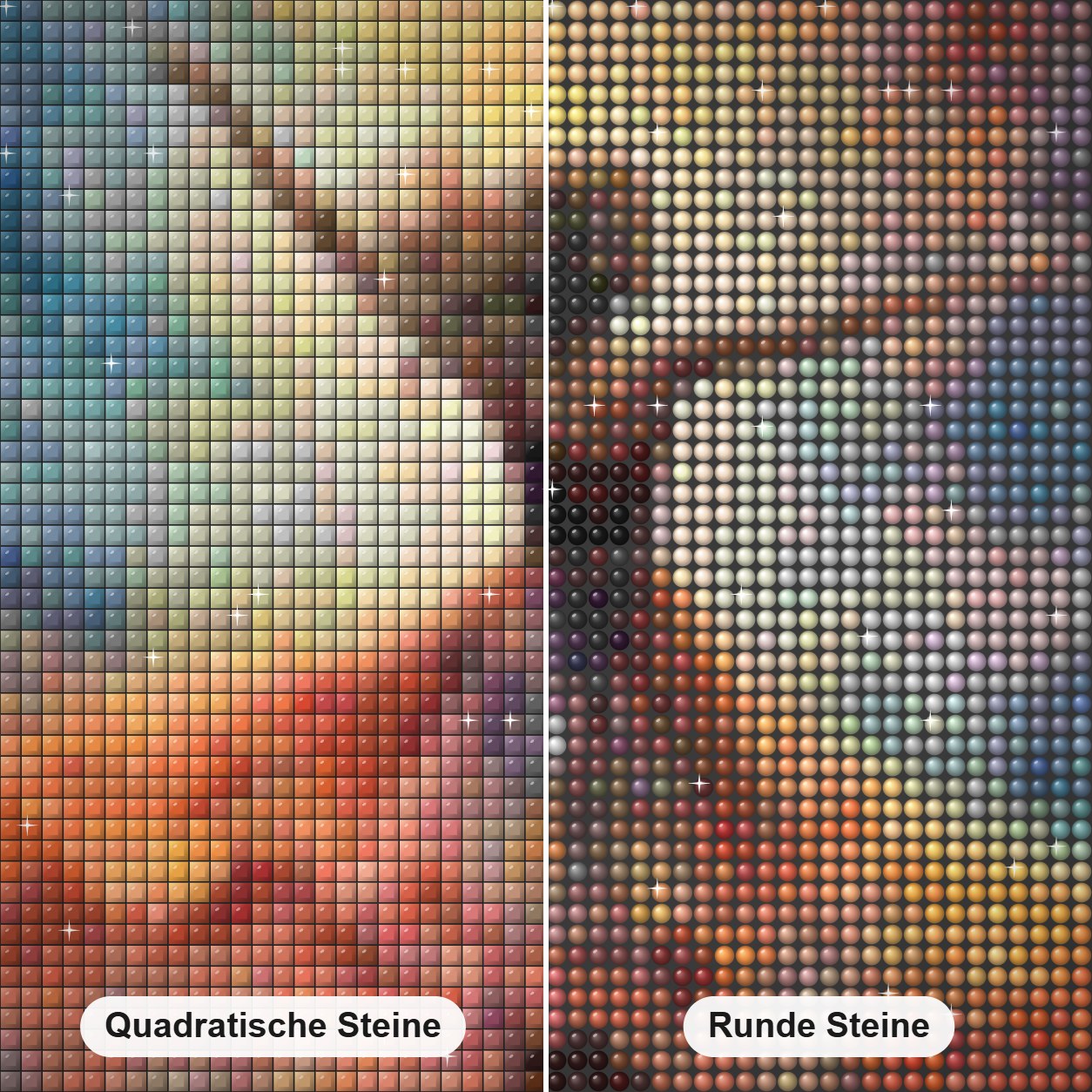 Ballet Tanz Diamond Painting Nahaufnahme mit quadratischen und runden Steinen