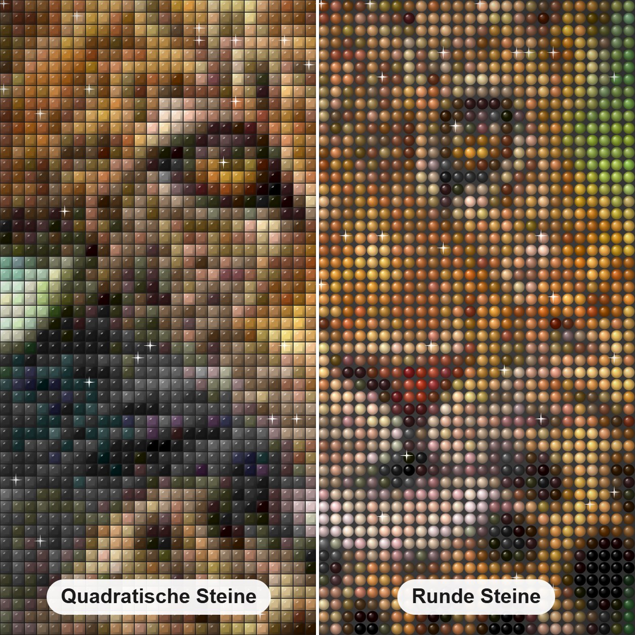 Baum Hugger Leopard Jungtier Diamond Painting Nahaufnahme mit quadratischen und runden Steinen