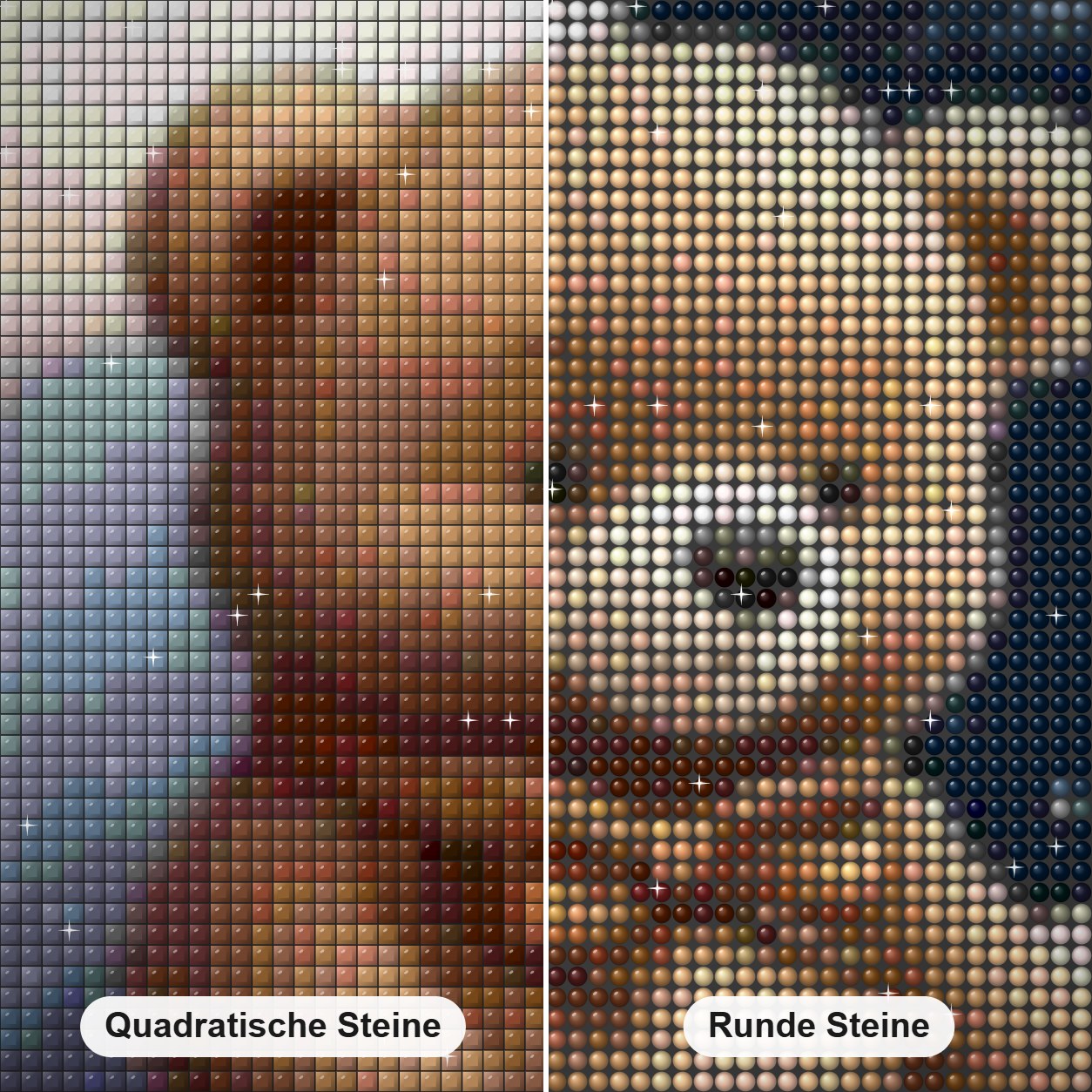 Bärenspielzeit in den Wolken Diamond Painting Nahaufnahme mit quadratischen und runden Steinen