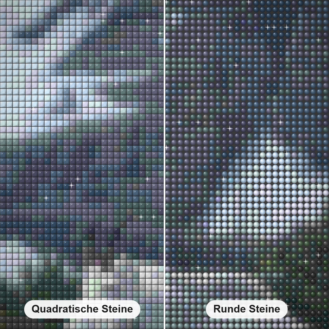 Bergziege -Diamant-Mal-Kit Diamond Painting Nahaufnahme mit quadratischen und runden Steinen