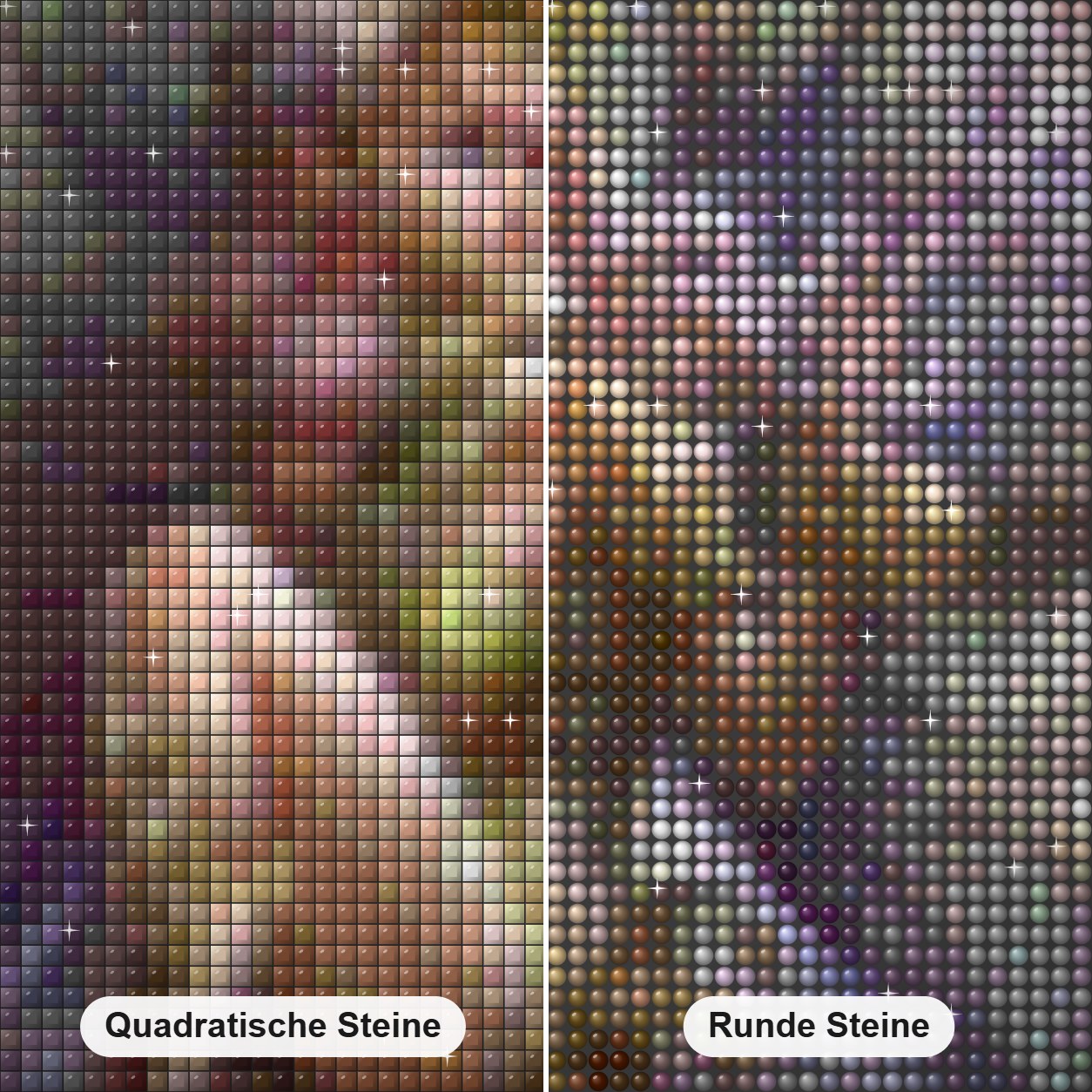 Bezaubernde Fee Diamond Painting Nahaufnahme mit quadratischen und runden Steinen