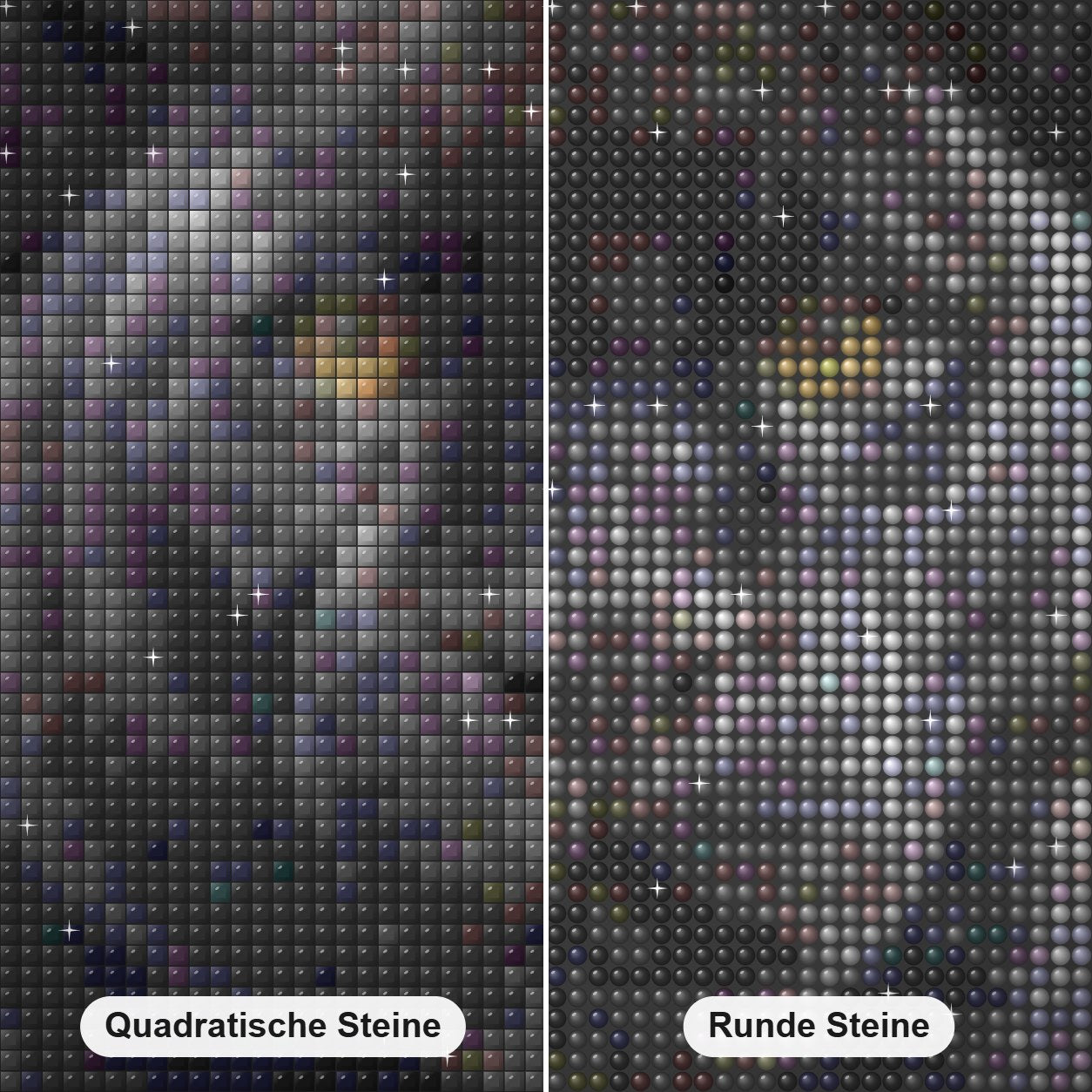 Schwarzer Panther -  Kunst des Eric Wilson Diamond Painting Nahaufnahme mit quadratischen und runden Steinen