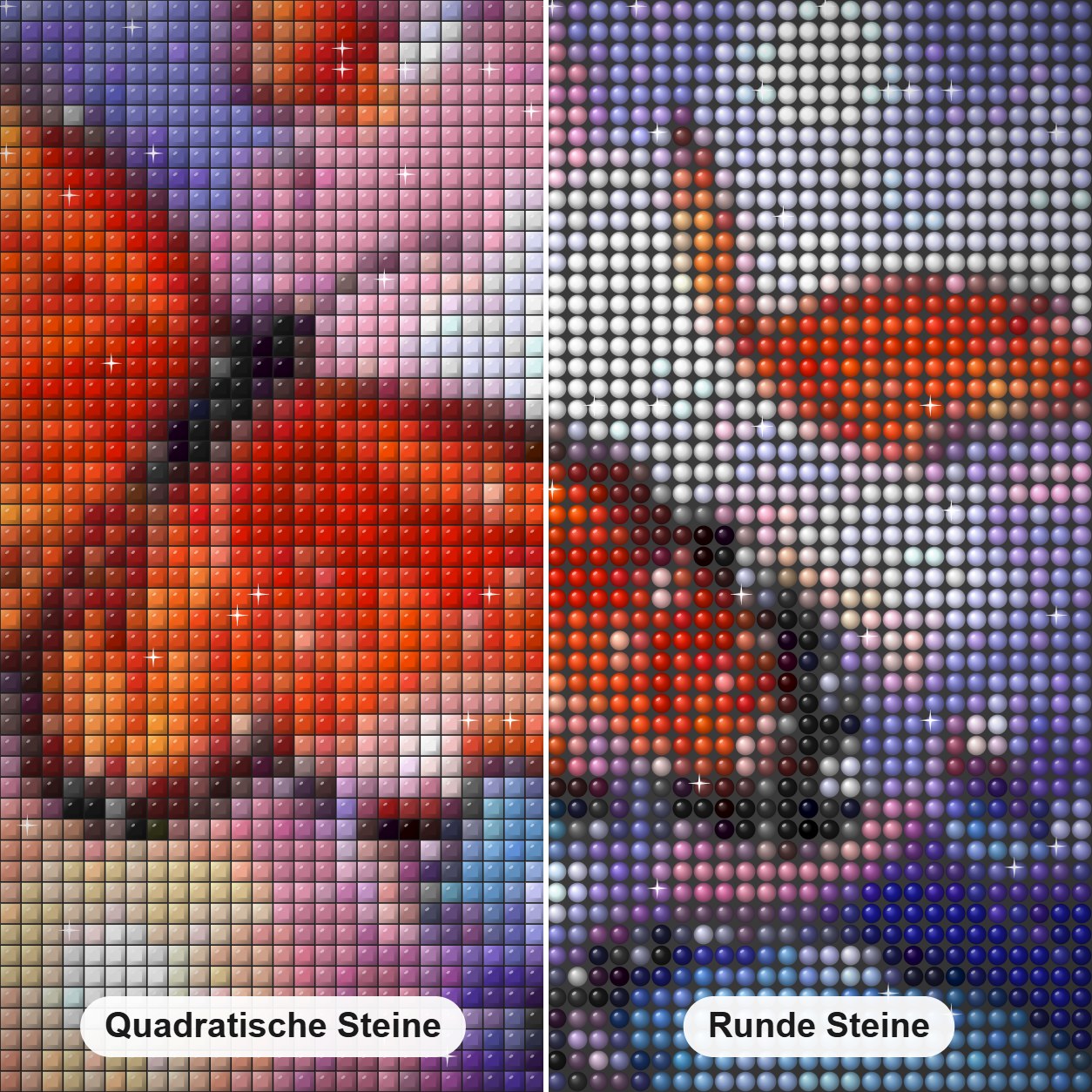 Blasen & Schmetterlinge Diamond Painting Nahaufnahme mit quadratischen und runden Steinen