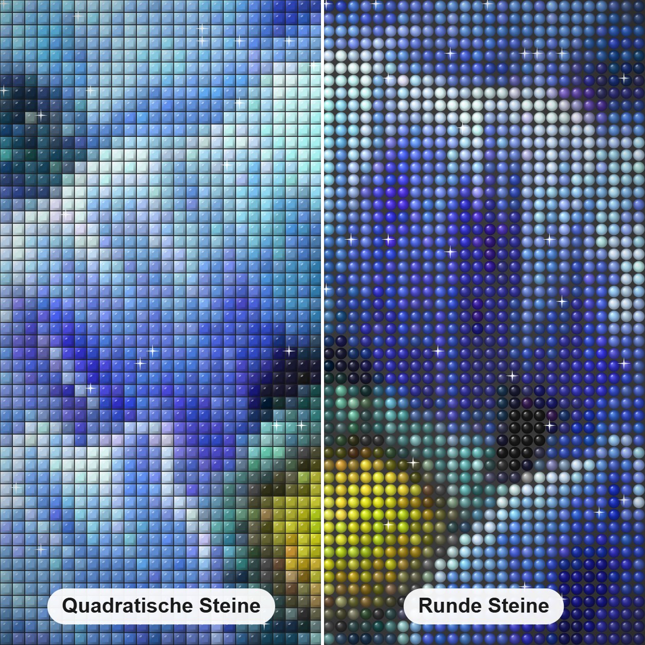 Blaue Mohnblume von Carol Cavalaris Diamond Painting Nahaufnahme mit quadratischen und runden Steinen