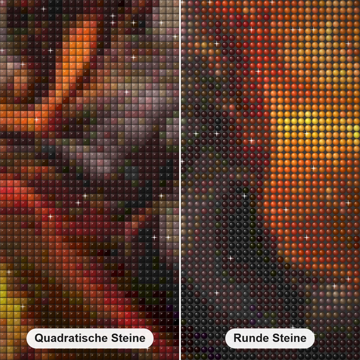 Blazing Pferd Diamond Painting Nahaufnahme mit quadratischen und runden Steinen