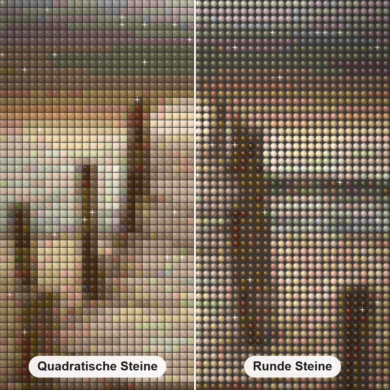 Blick auf den Strand und Sonnenuntergang DIY Painting Diamond Painting Nahaufnahme mit quadratischen und runden Steinen