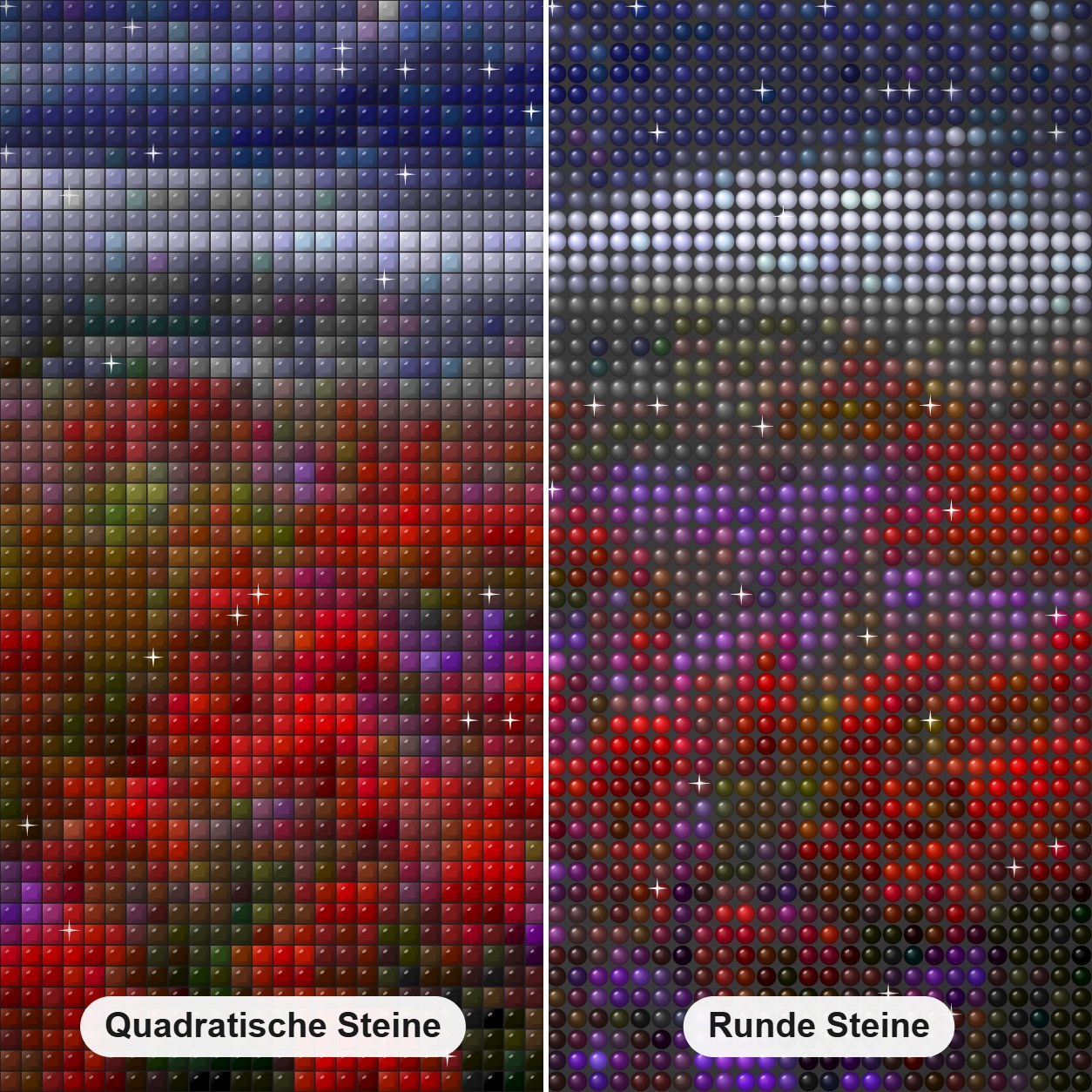 Blitz über Mount St. Helens Diamond Painting Nahaufnahme mit quadratischen und runden Steinen