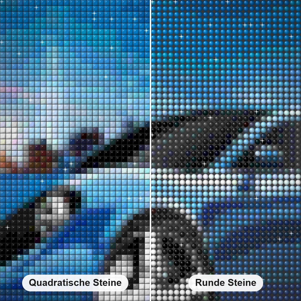 Blauer Dino-Sportwagen Diamond Painting Nahaufnahme mit quadratischen und runden Steinen