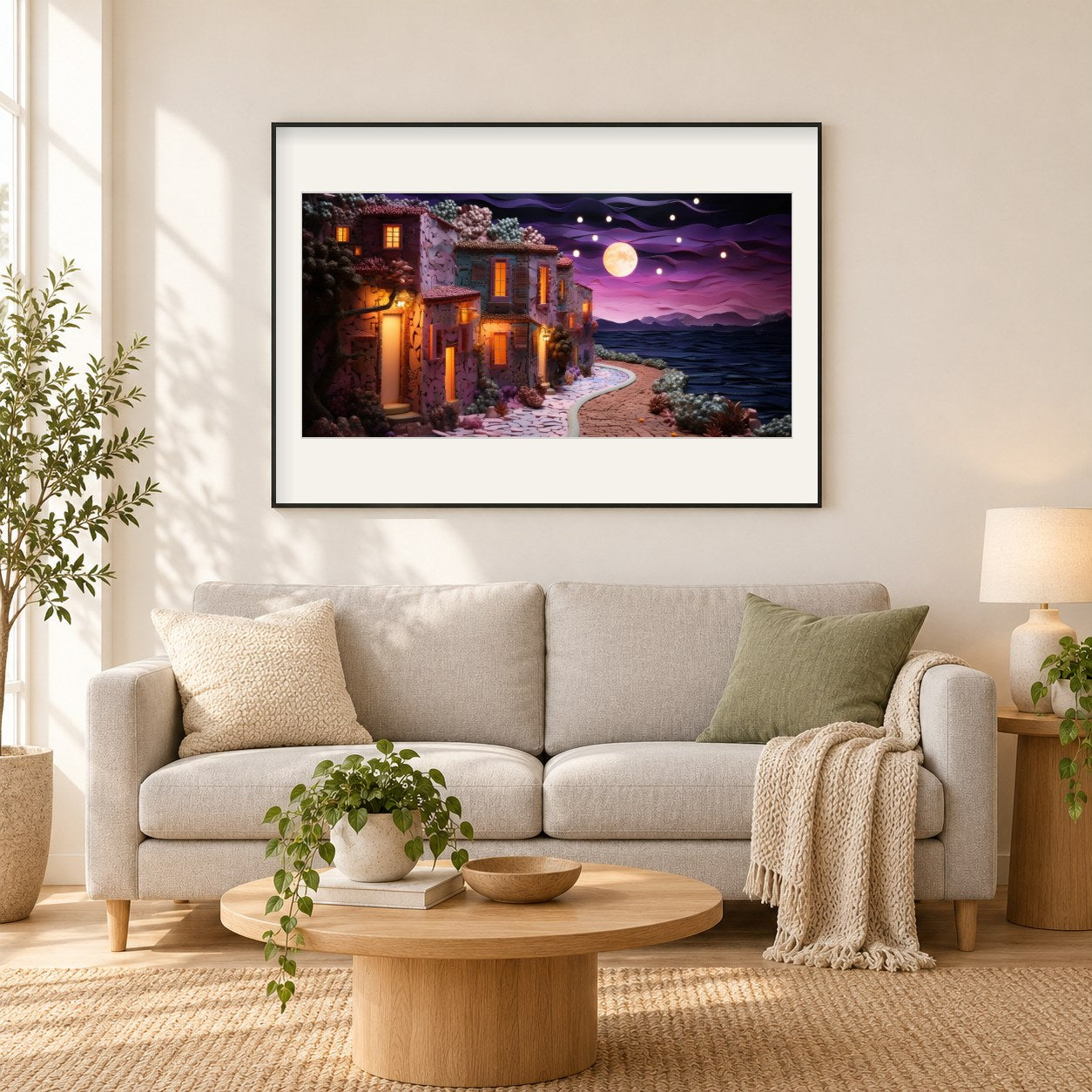 Entzückender Nachthimmel als gerahmtes Diamond Painting im Wohnzimmer