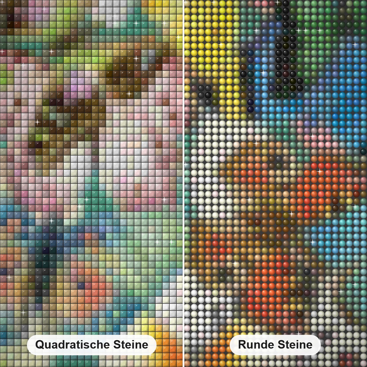 Bunte Schmetterlingsarten Diamond Painting Nahaufnahme mit quadratischen und runden Steinen