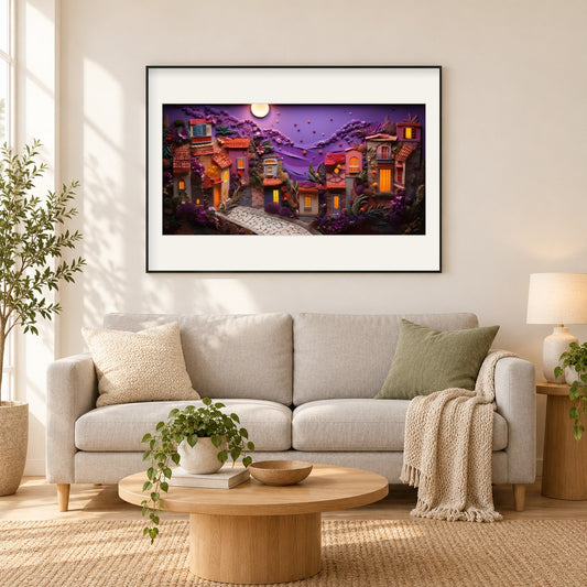 Ich kann meine Augen nicht abwenden als gerahmtes Diamond Painting im Wohnzimmer