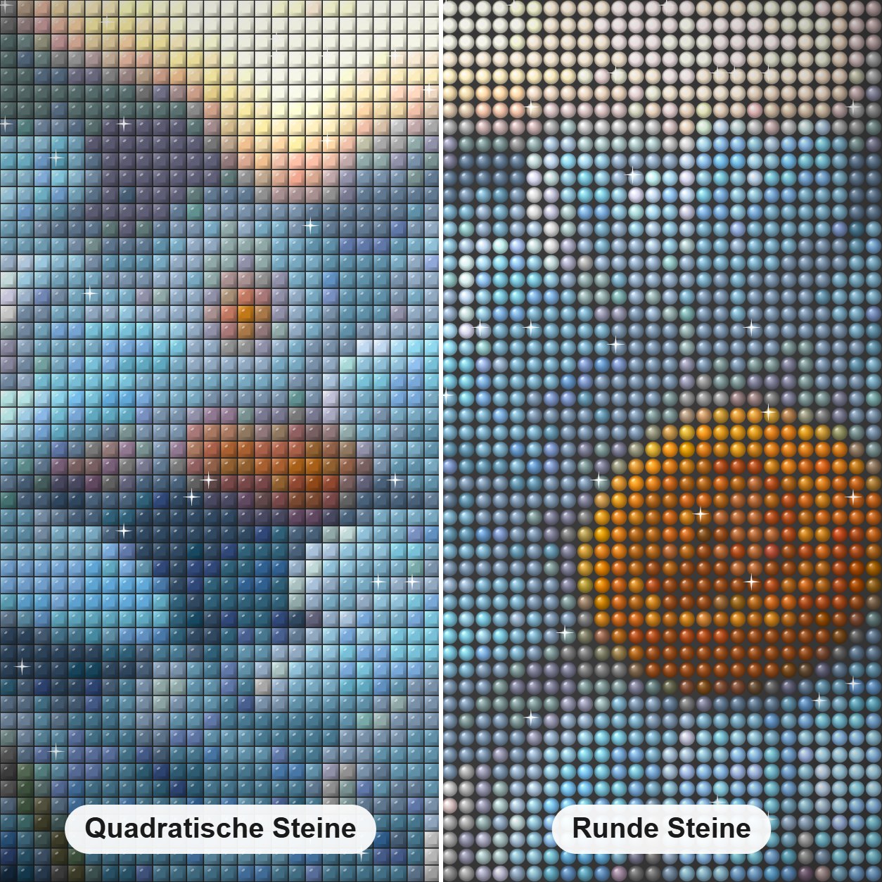 Bezaubernd schöne Blumen Diamond Painting Nahaufnahme mit quadratischen und runden Steinen