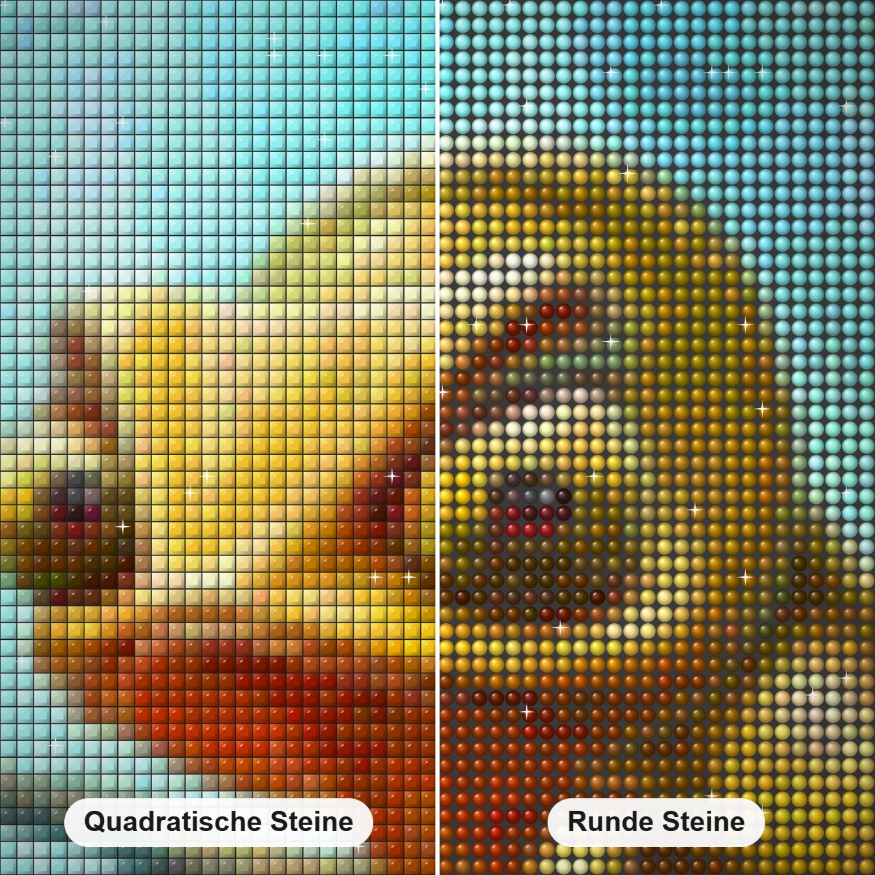 Cartoon Chamäleon Diamond Painting Nahaufnahme mit quadratischen und runden Steinen