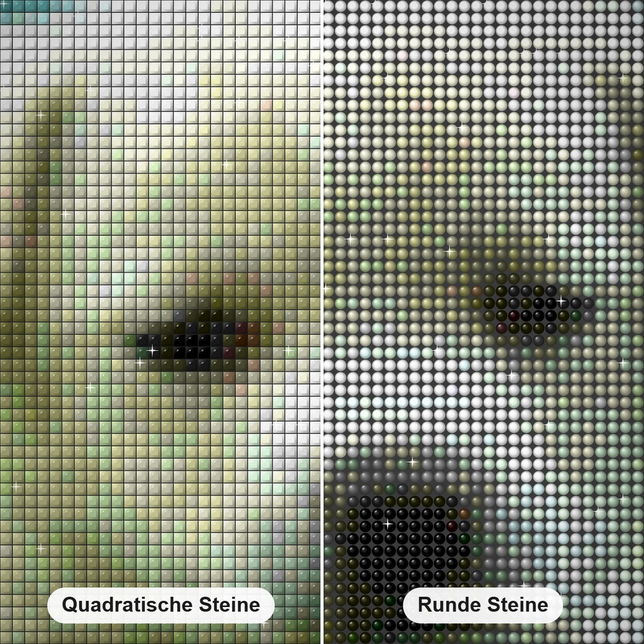 Charmanter Welpe Diamond Painting Nahaufnahme mit quadratischen und runden Steinen