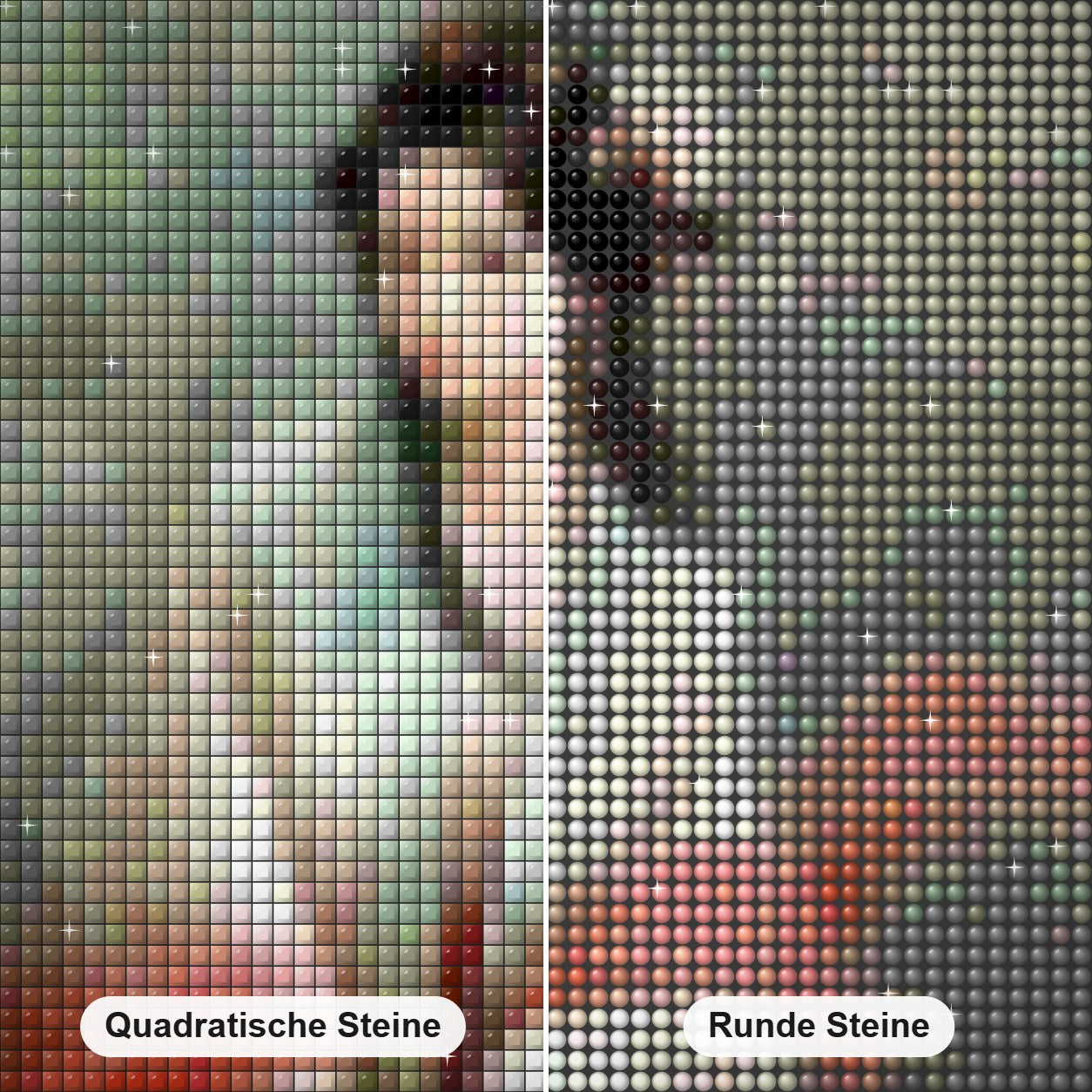 Chinesische Prinzessin Diamond Painting Nahaufnahme mit quadratischen und runden Steinen