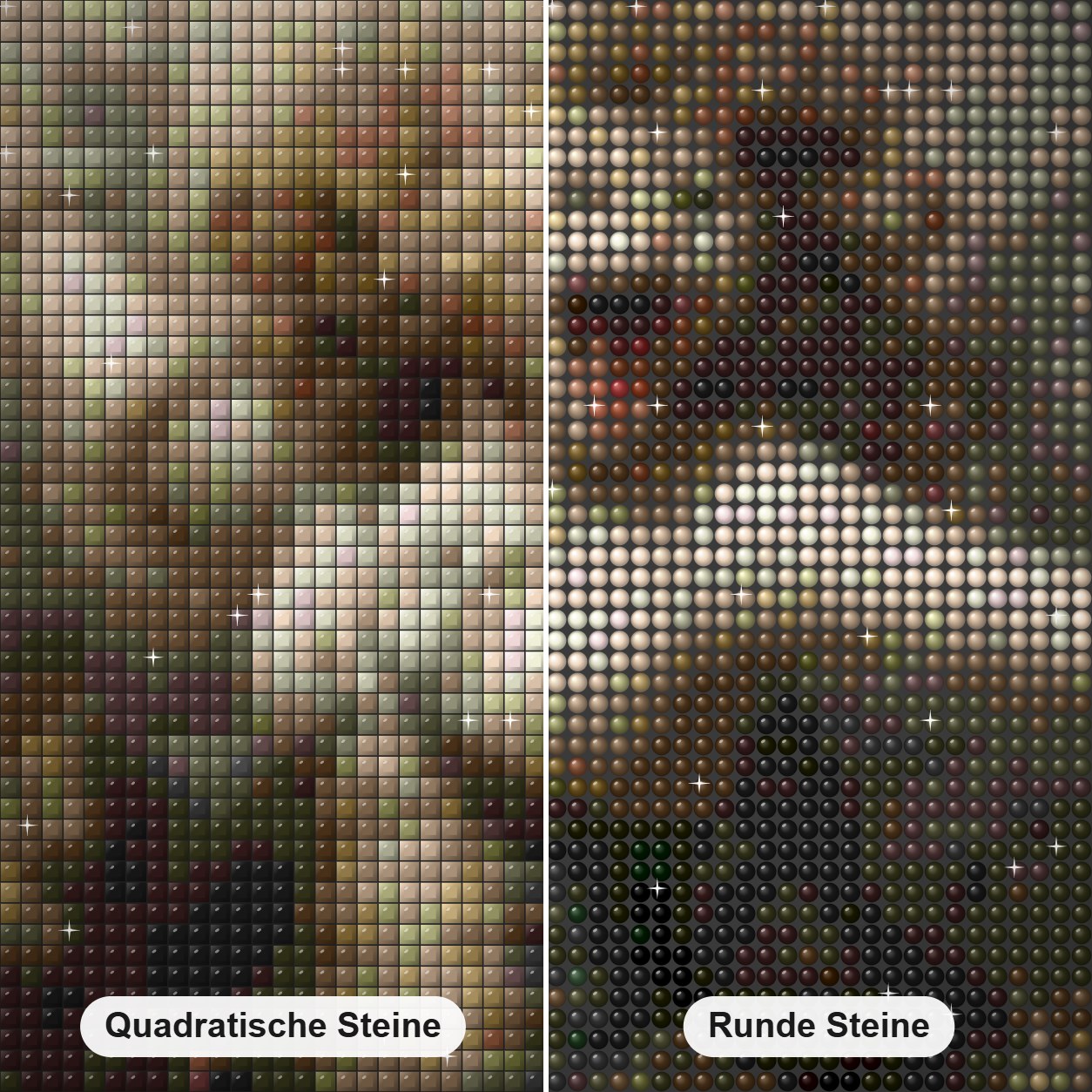 Komm, kämpfe mit mir Diamond Painting Nahaufnahme mit quadratischen und runden Steinen