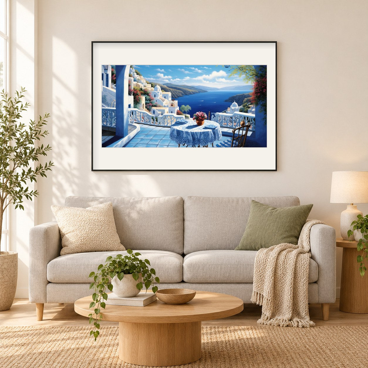 Ein Muss in Griechenland als gerahmtes Diamond Painting im Wohnzimmer