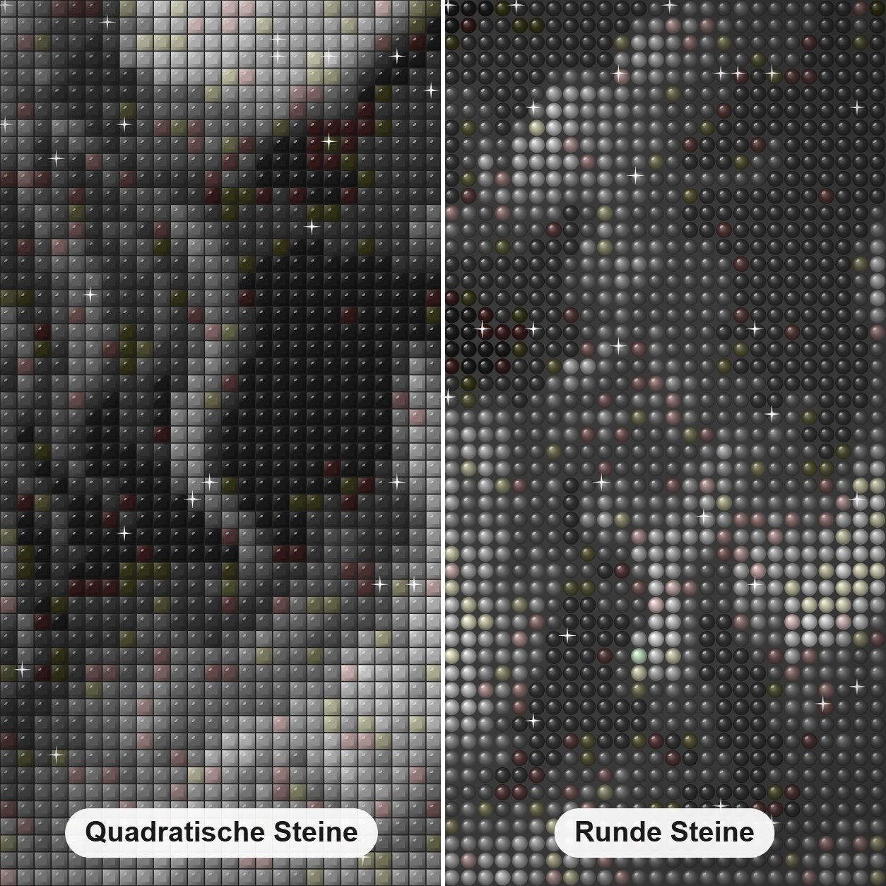 Cthulhu erhebt sich aus dem Meer Diamond Painting Nahaufnahme mit quadratischen und runden Steinen