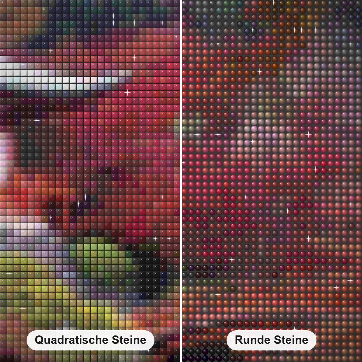 Daigo-ji Shingon buddhistischer Tempel Diamond Painting Nahaufnahme mit quadratischen und runden Steinen